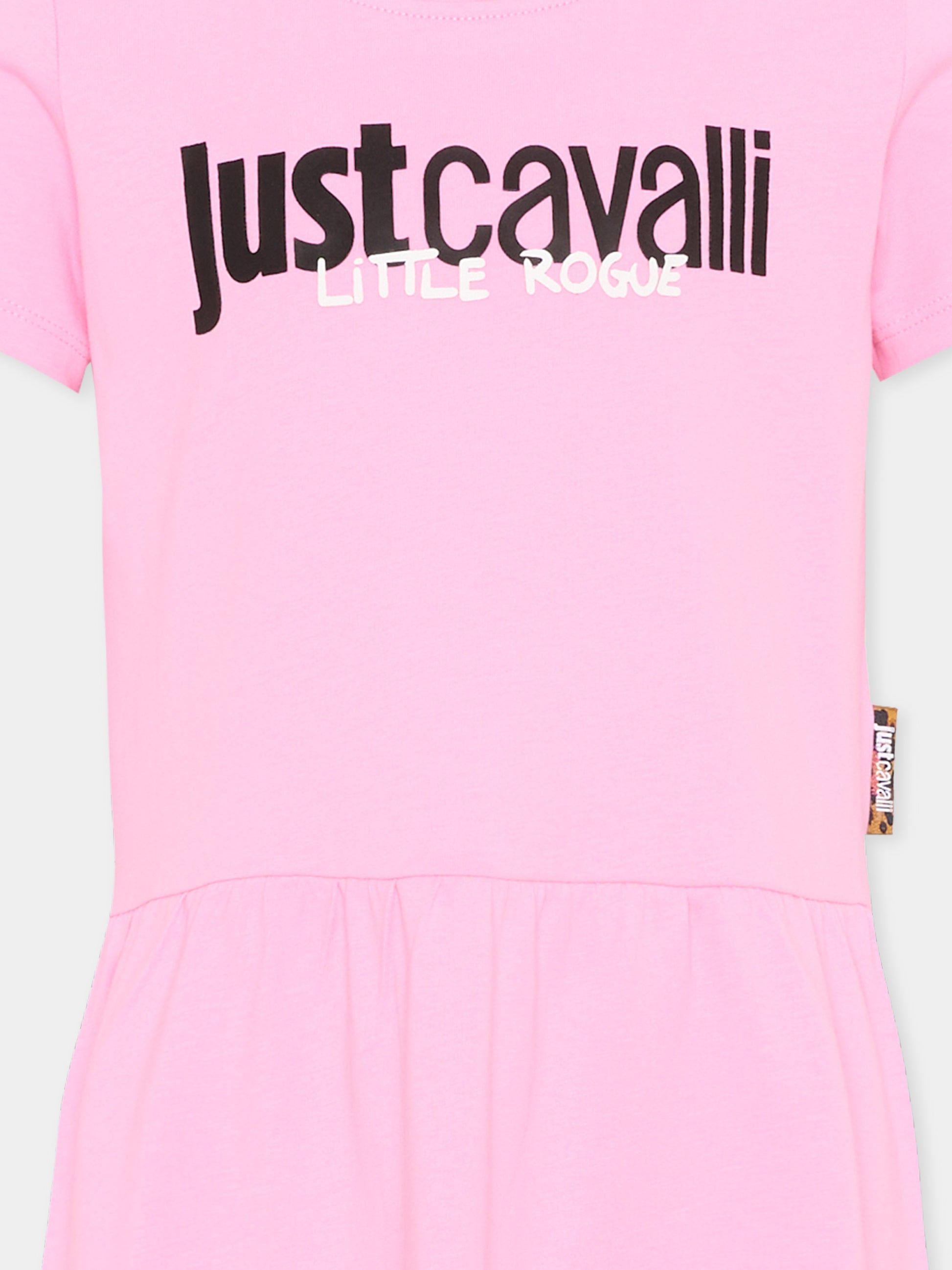 Vestito rosa per bambina con logo,Just Cavalli Kids,JIP26026VE PINK BEGONIA
