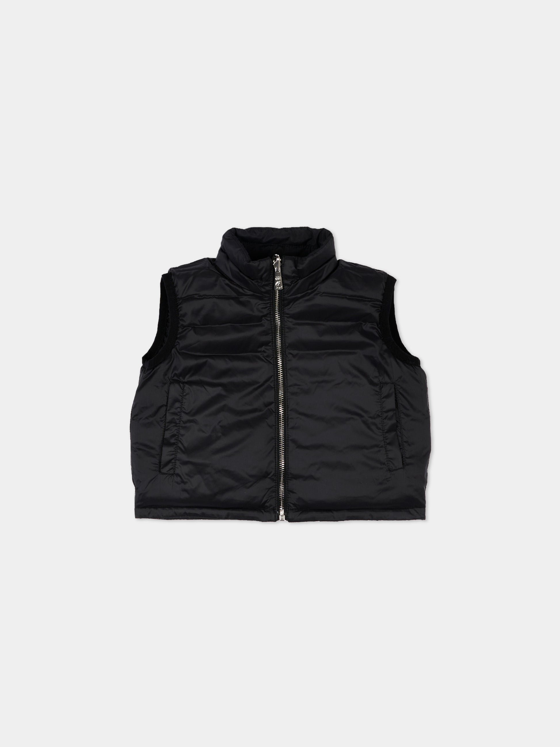 Gilet nero reversibile per neonato con logo,Just Cavalli Kids,JIP26040PI BLACK