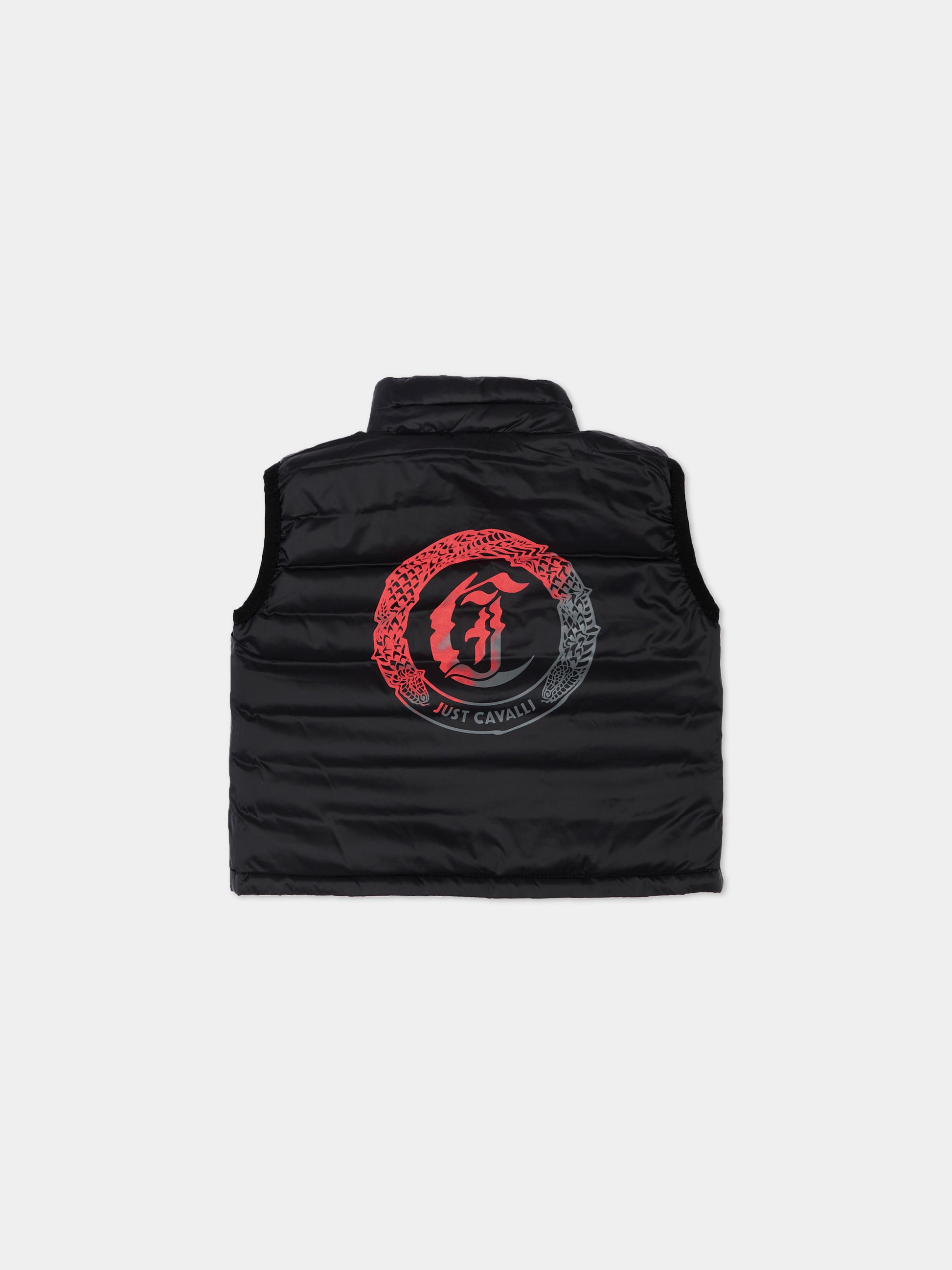 Gilet nero reversibile per neonato con logo,Just Cavalli Kids,JIP26040PI BLACK