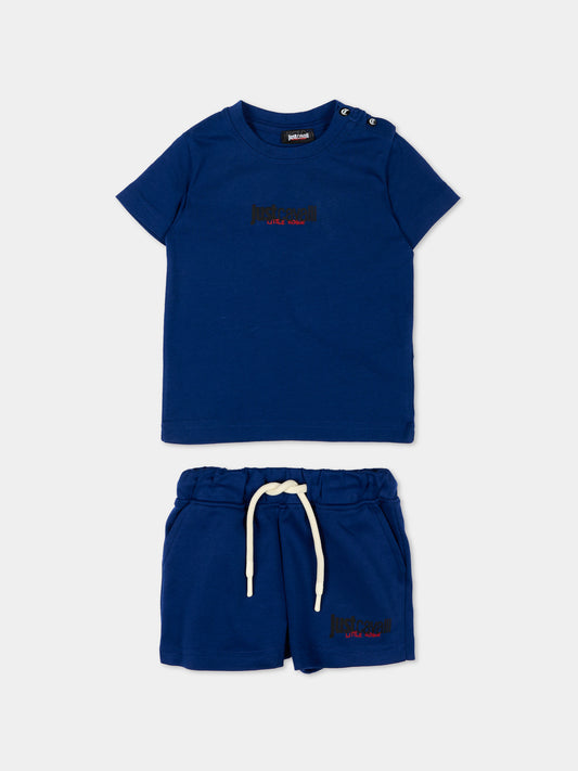 Completo sportivo azzurro per neonato con logo,Just Cavalli Kids,JIP26044CJ BLUE BELLWHETHER