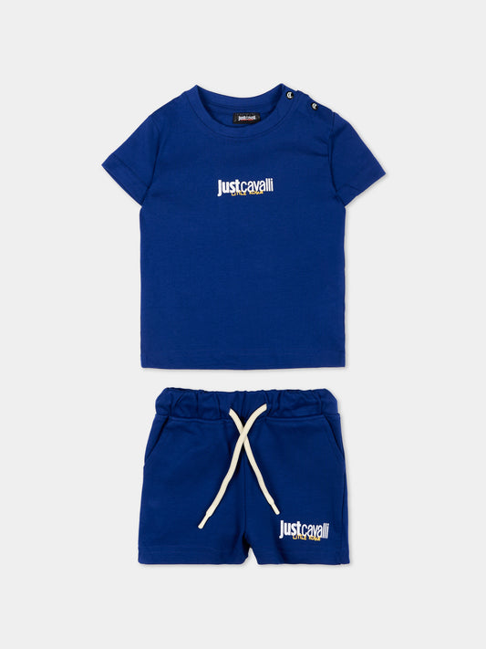 Completo sportivo blu per neonato con logo,Just Cavalli Kids,JIP26044CJ BLUE MAZARINE
