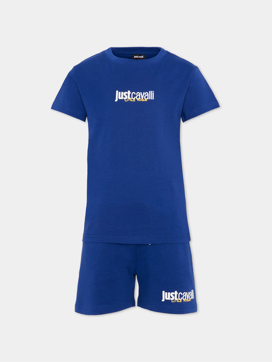 Completo sportivo blu per bambino con logo,Just Cavalli Kids,JIP26044CJ BLUE MAZARINE