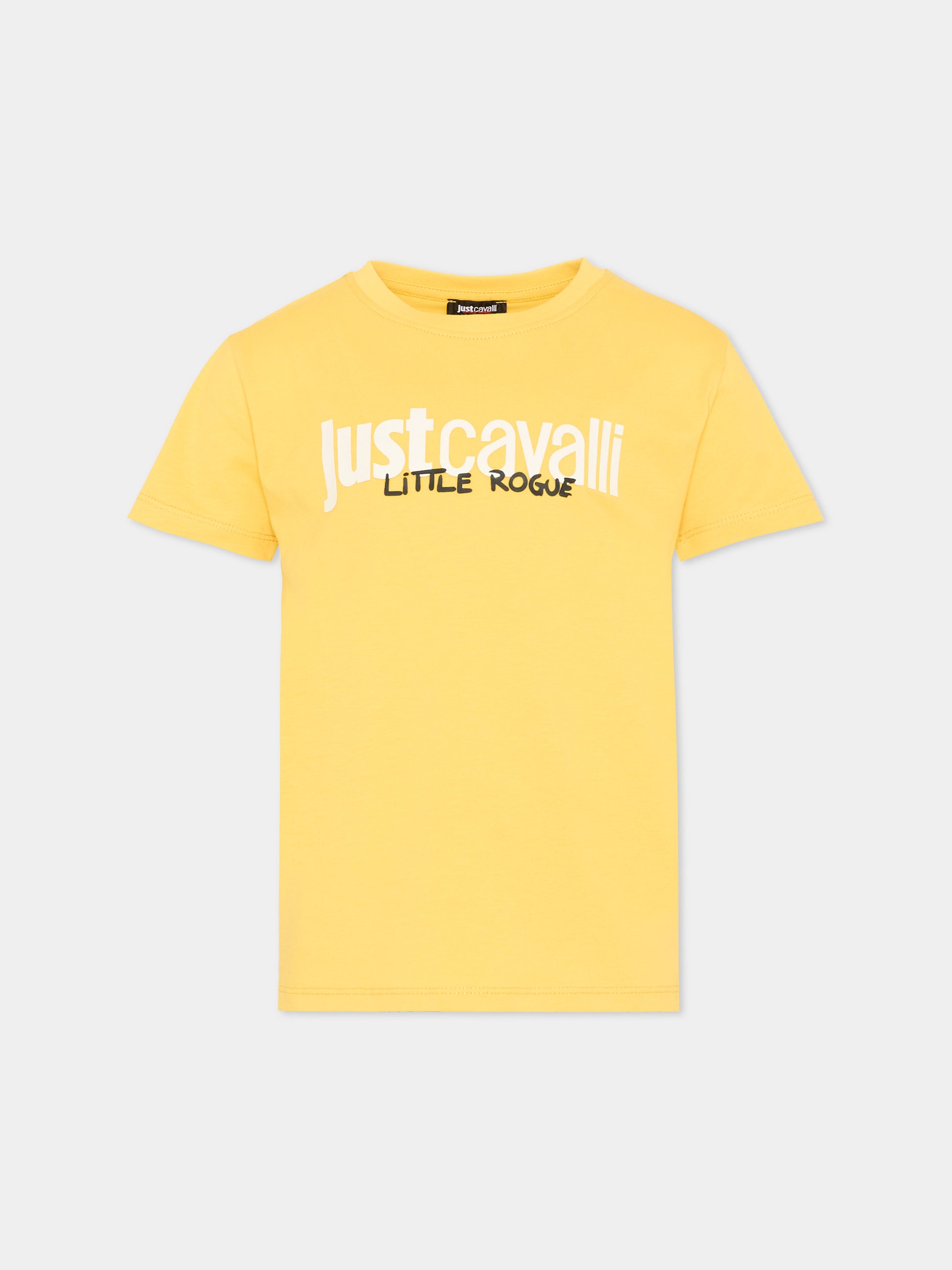 T-shirt gialla per bambino con logo,Just Cavalli Kids,JIP26047TS YELLOW DAFFODIL