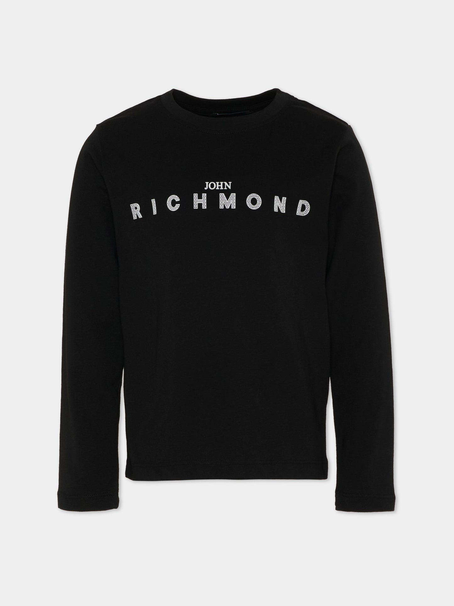 T-Shirt a manica lunga nera per bambini con logo,Richmond,RBP26021TS BLACK