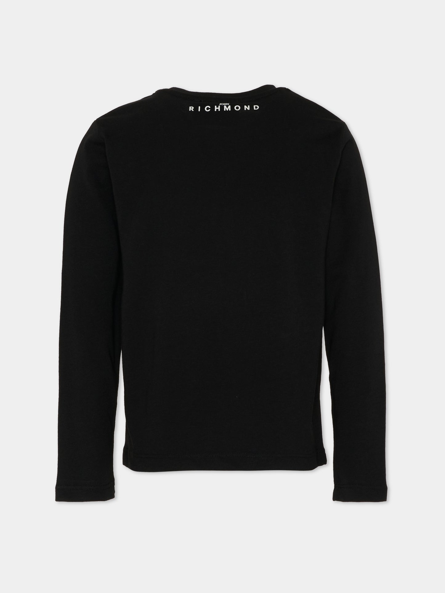 T-Shirt a manica lunga nera per bambini con logo,Richmond,RBP26021TS BLACK