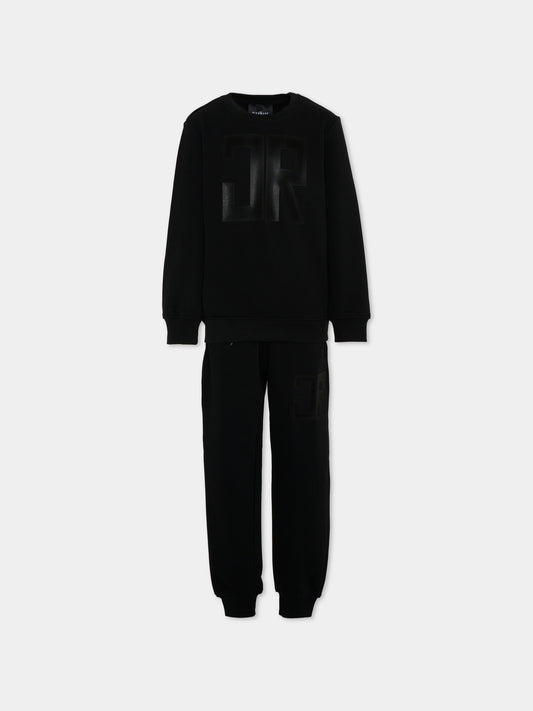 Completo sportivo nero per bambino con monogram,Richmond,RBP26011CF BLACK
