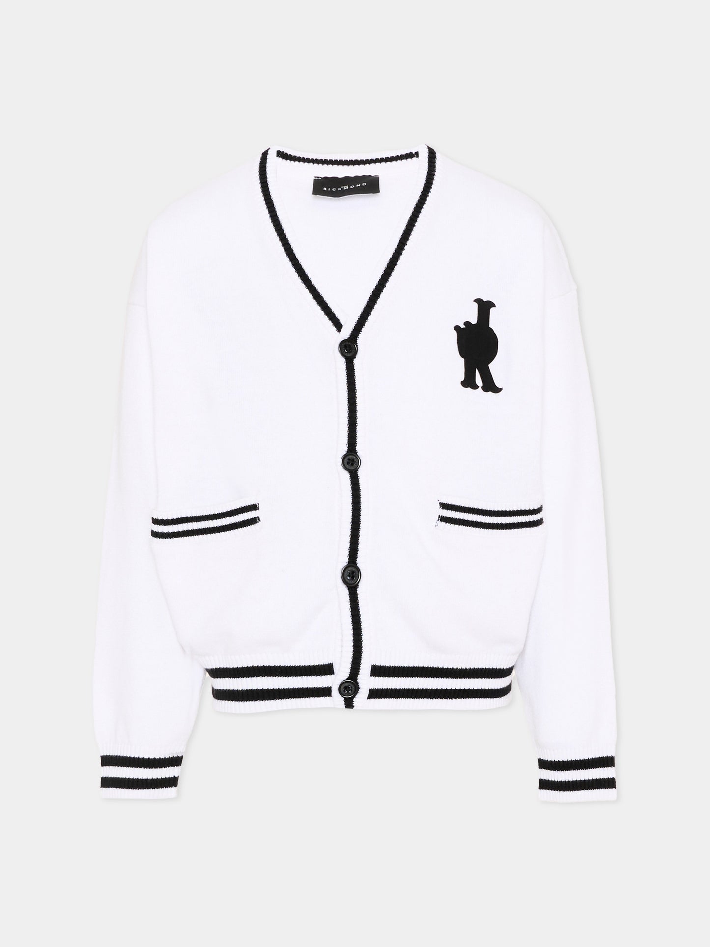 Cardigan bianco per bambino con logo,Richmond,RBP26085CD WHITE
