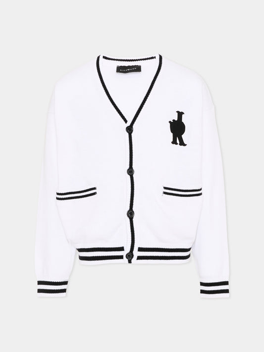 Cardigan bianco per bambino con logo,Richmond,RBP26085CD WHITE