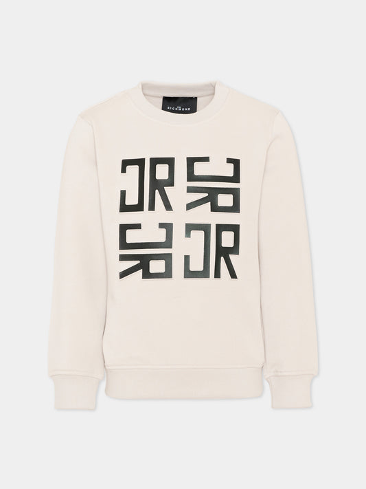 Felpa grigia per bambino con monogram,Richmond,RBP26002FE BLUE VAPOR