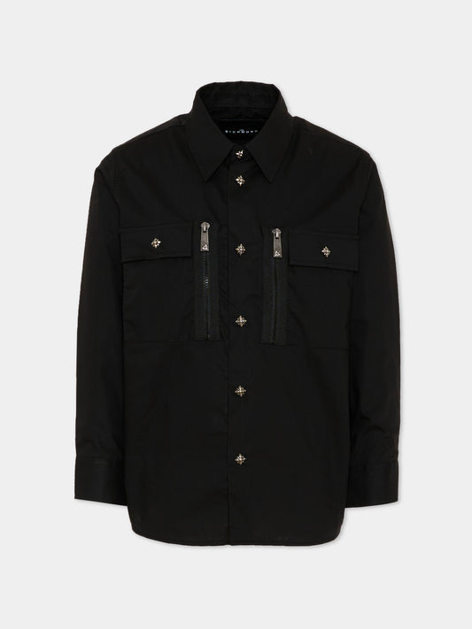 Camicia nera per bambino con zip,Richmond,RBP26009CA BLACK