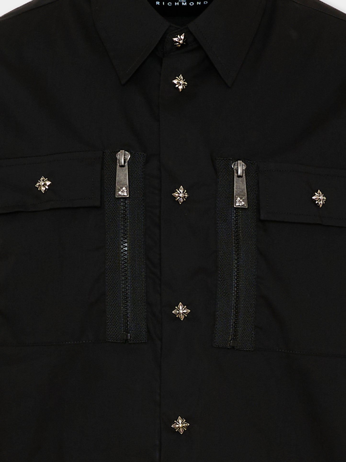 Camicia nera per bambino con zip,Richmond,RBP26009CA BLACK