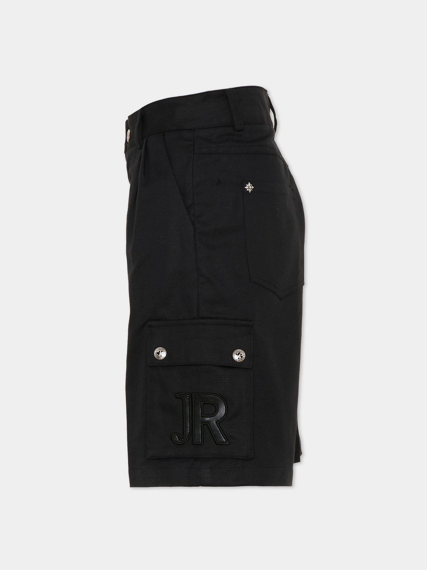 Shorts nero cargo per bambino con logo,Richmond,RBP26046BE BLACK