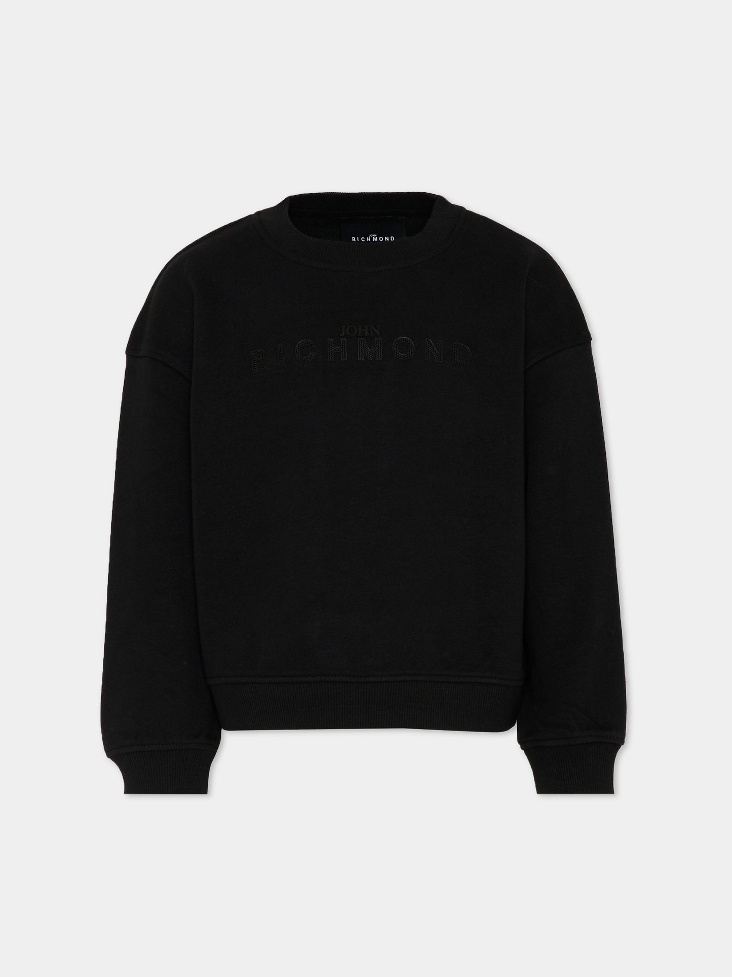 Felpa nero per bambina con logo,Richmond,RGP26010FE BLACK