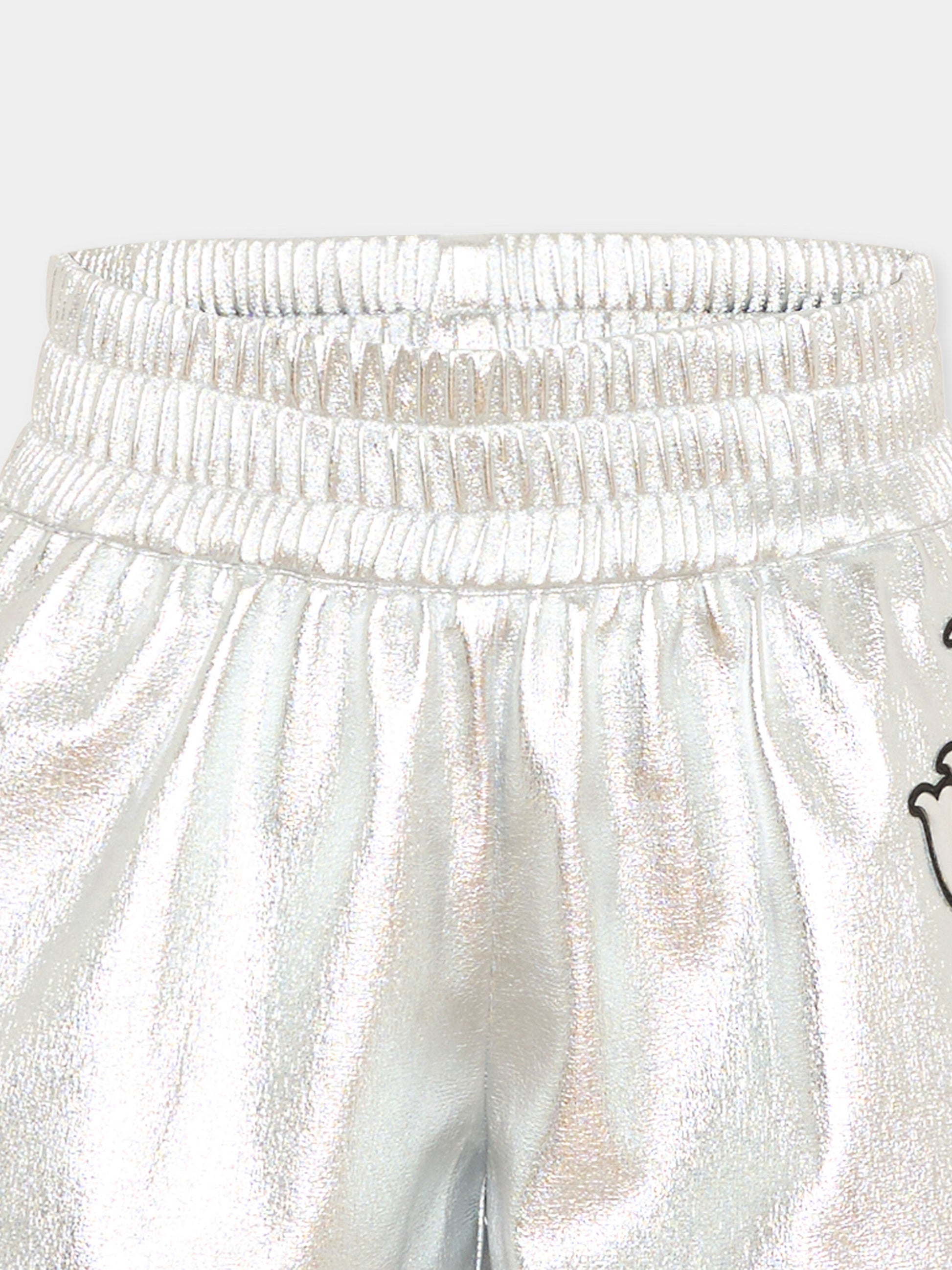 Shorts argento per bambina con logo,Richmond,RGP26044SH SILVER
