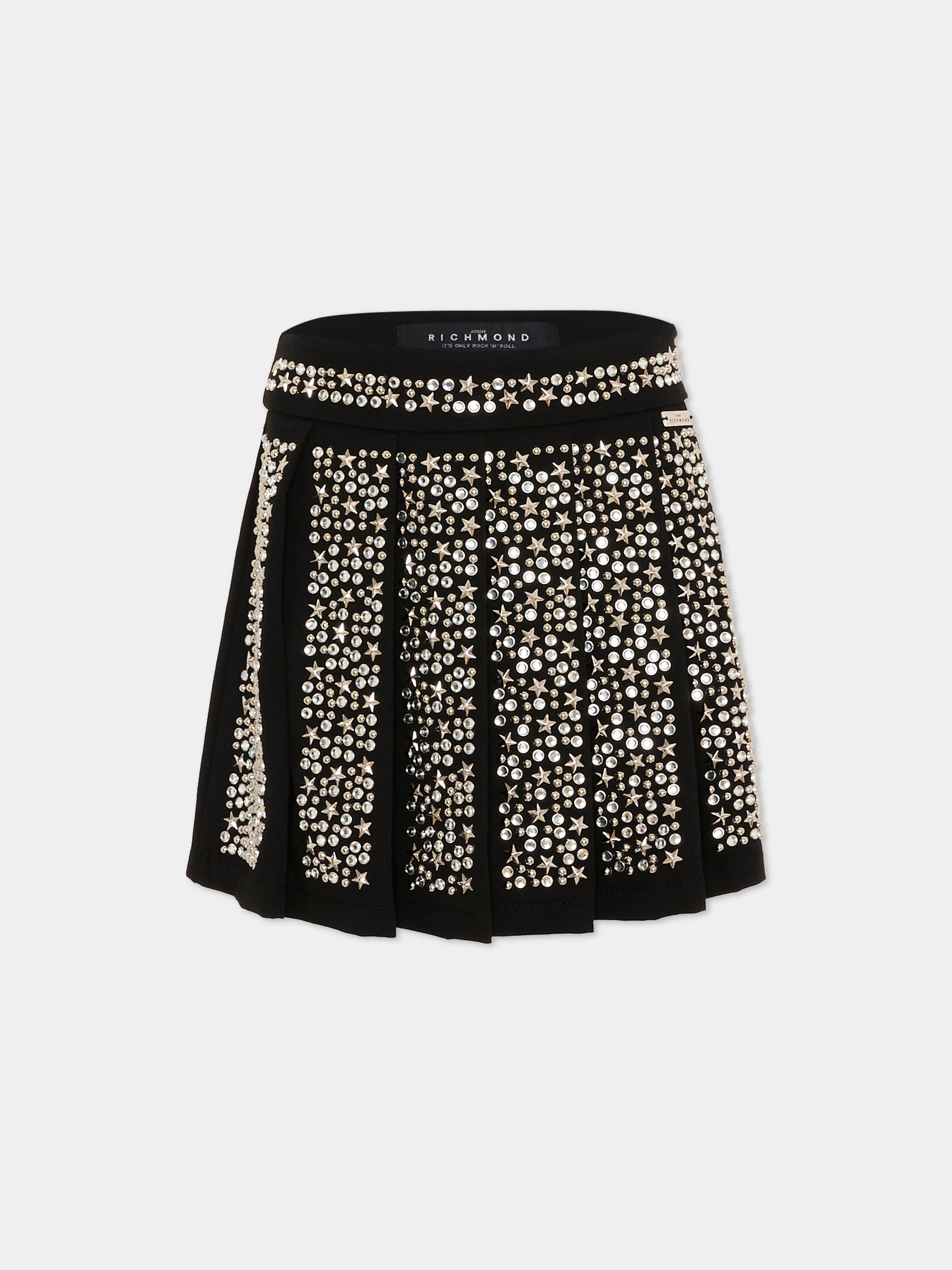 Gonna nera per bambina con borchie,Richmond,RGP26115GO BLACK