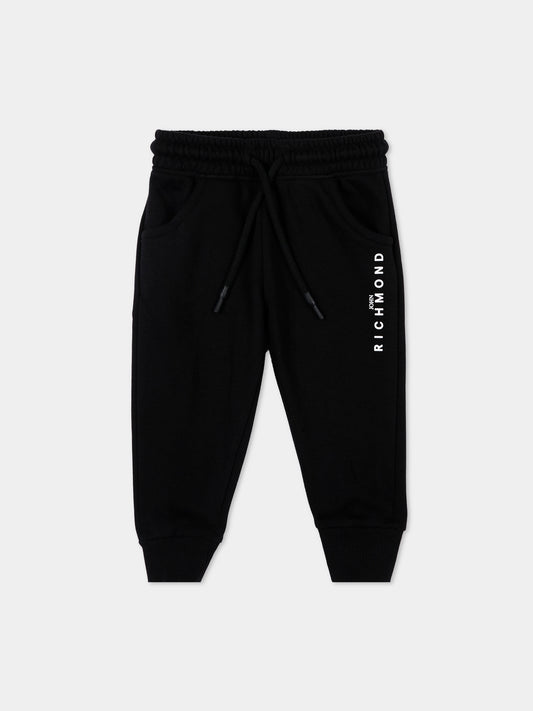 Pantaloni sportivi neri per neonato con logo,Richmond,RIP26003PA BLACK