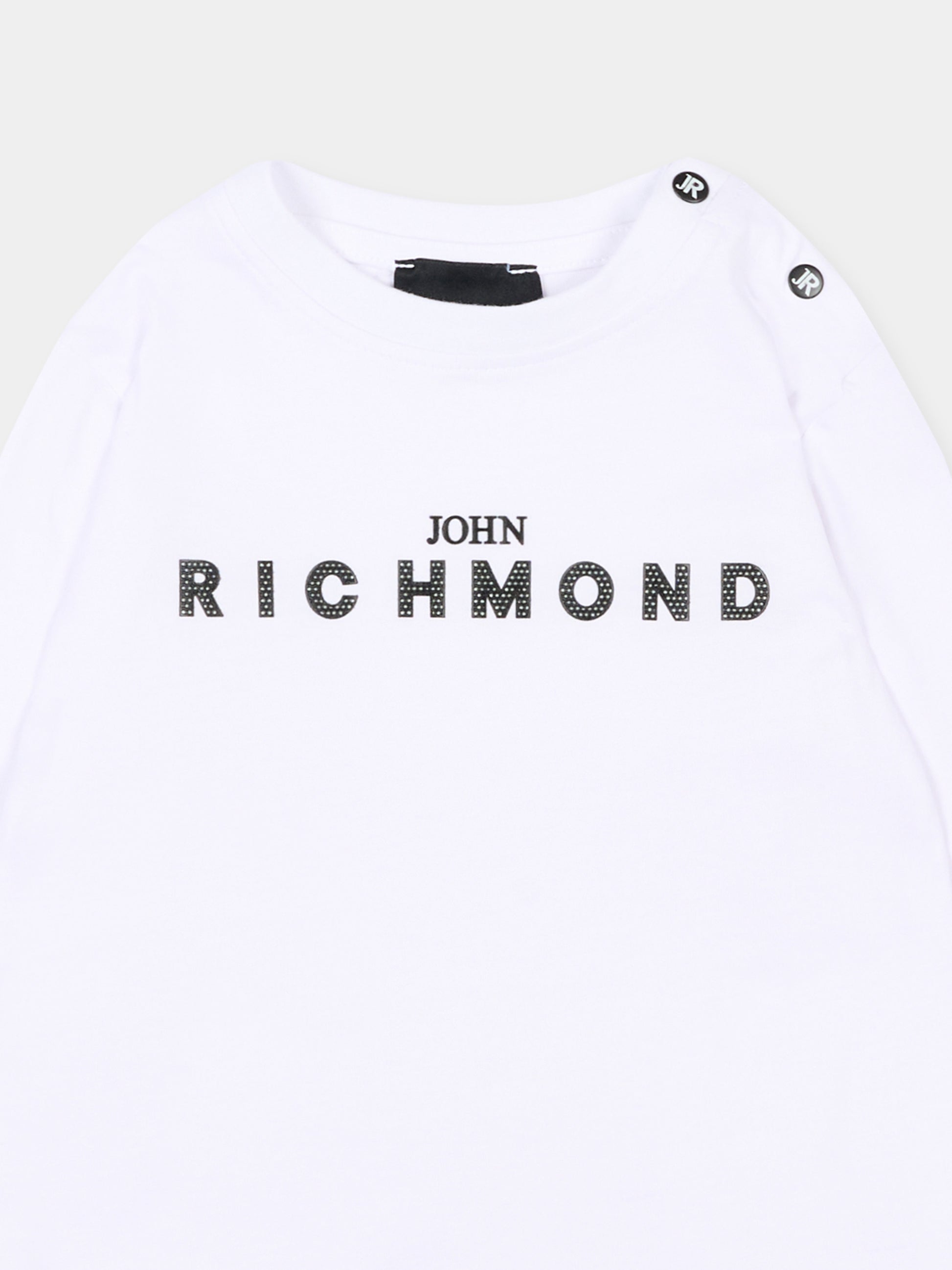 T-Shirt a manica lunga bianca per neonato con logo,Richmond,RIP26009TS WHITE