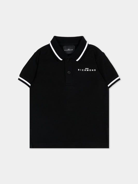 Polo nera per neonato con logo,Richmond,RIP26010PO BLACK