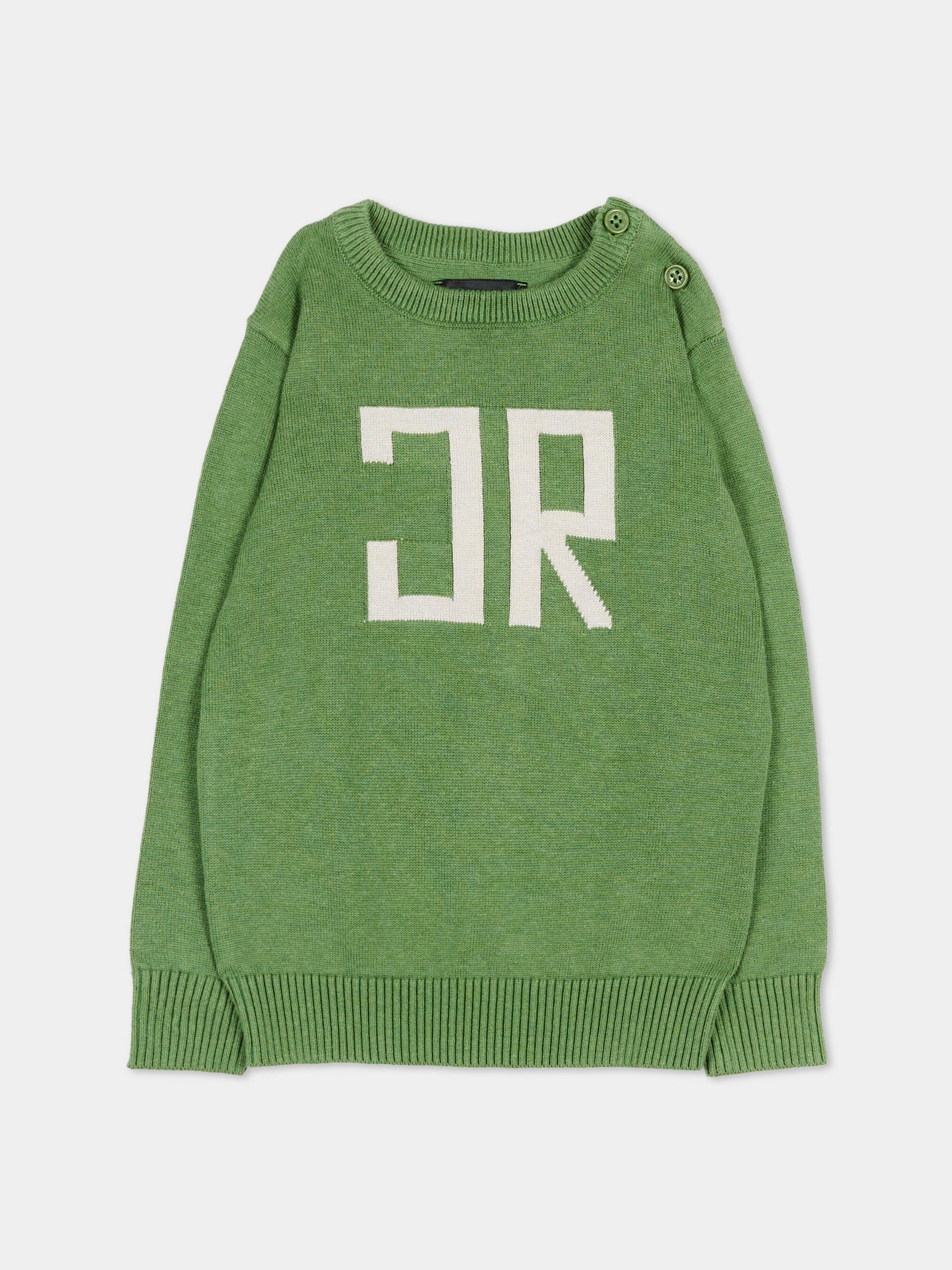 Maglione verde per neonato con monogram,Richmond,RIP26016MA GREEN WILLOW BOUGH