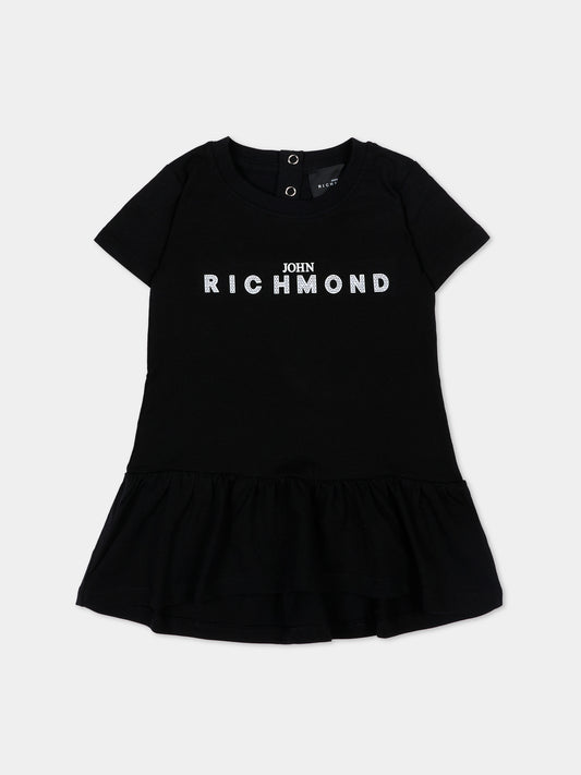 Vestito nero per neonata con logo,Richmond,RIP26034VE BLACK
