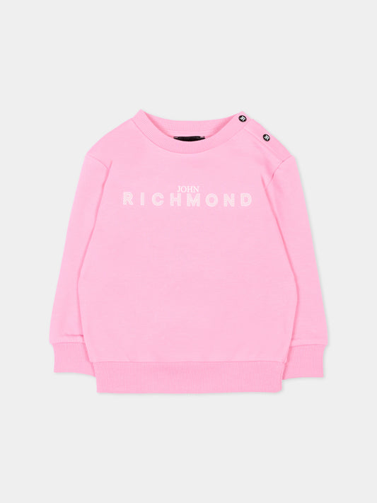 Felpa rosa per neonata con logo,Richmond,RIP26036FE PINK BEGONIA
