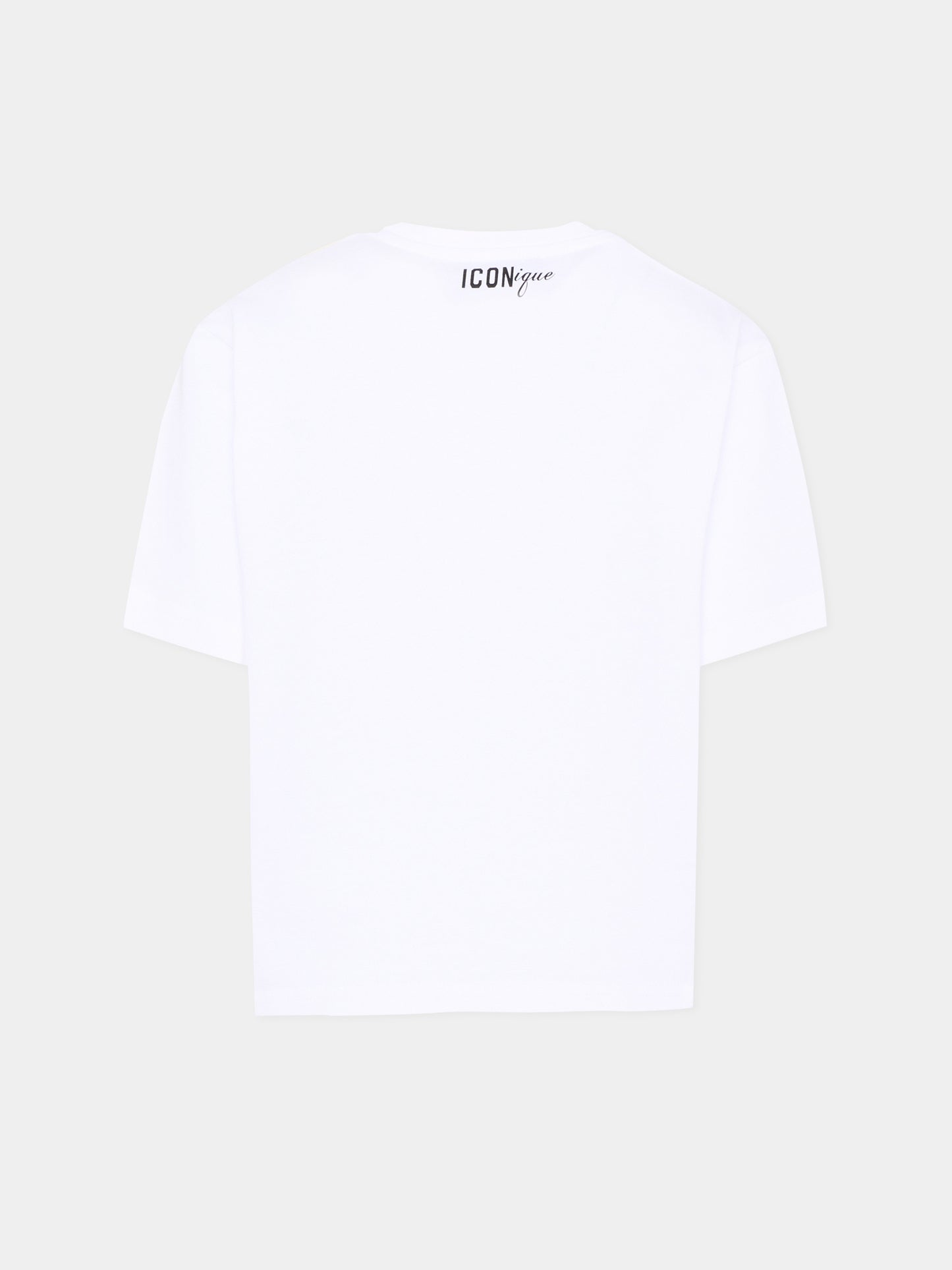 T-shirt bianca per bambino con stampa cappellini,Dsquared2,DQ3386 D0AG7 DQ100