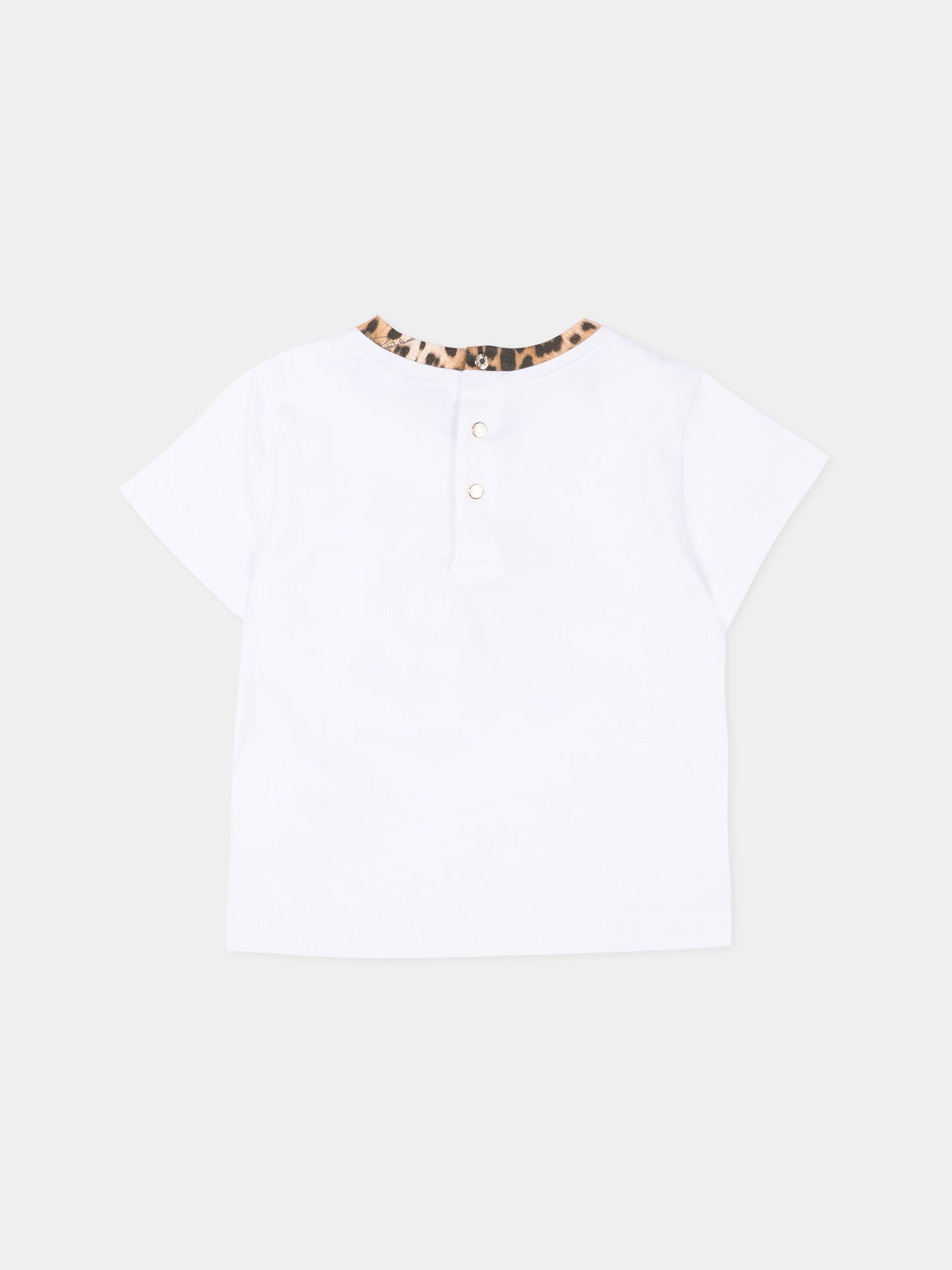 T-shirt bianca per neonata con monogram,Roberto Cavalli Kids,CIP26015TS WHITE