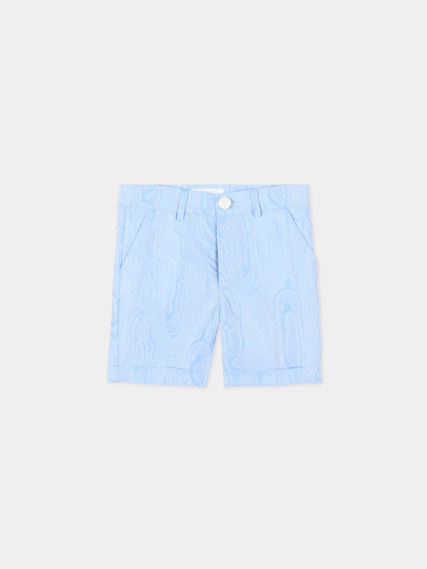 Shorts celeste per neonato con motivo jacquard,Roberto Cavalli Kids,CIP26065BE BLUE SHADOW