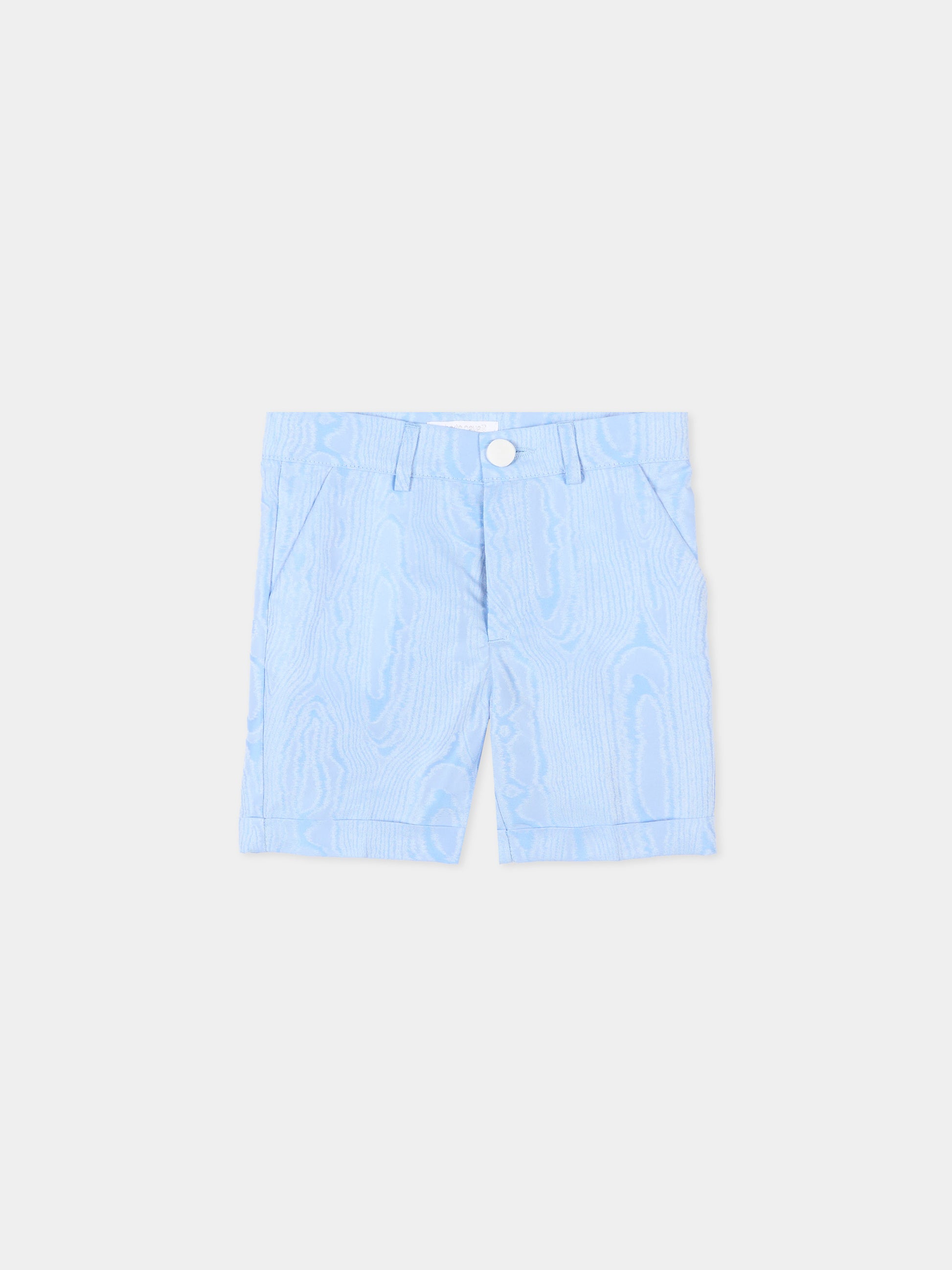 Shorts celeste per neonato con motivo jacquard,Roberto Cavalli Kids,CIP26065BE BLUE SHADOW
