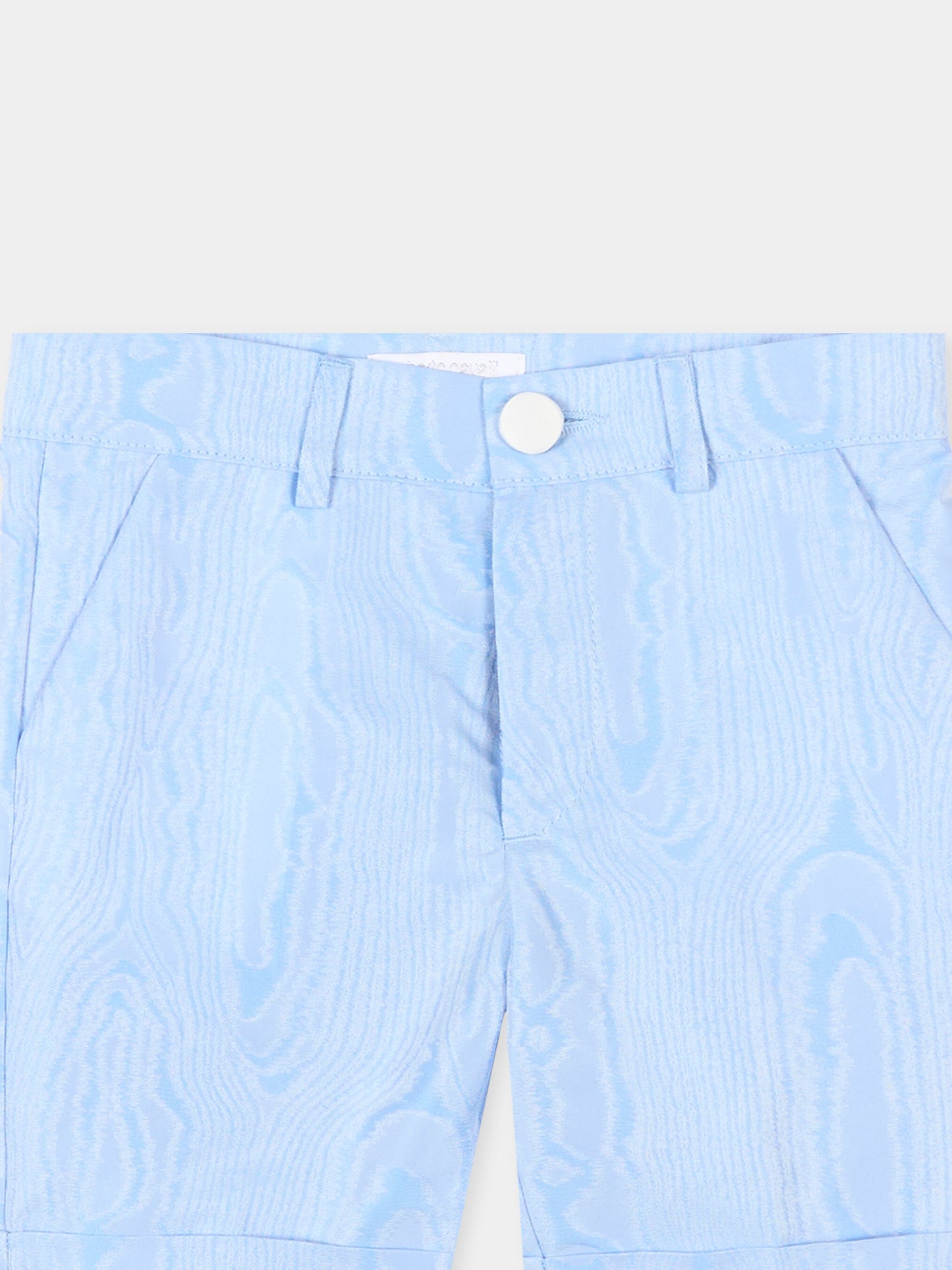 Shorts celeste per neonato con motivo jacquard,Roberto Cavalli Kids,CIP26065BE BLUE SHADOW