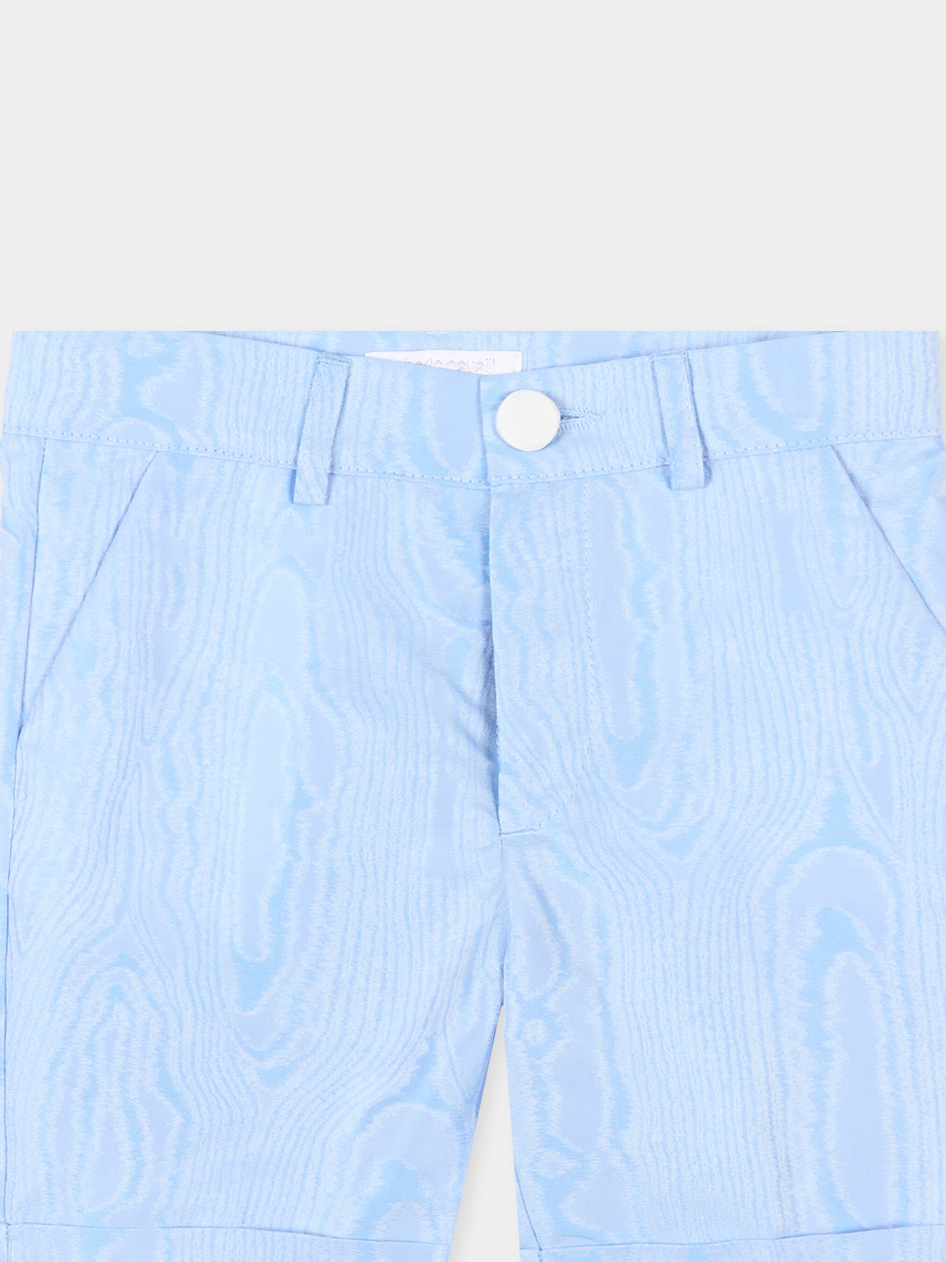 Shorts celeste per neonato con motivo jacquard,Roberto Cavalli Kids,CIP26065BE BLUE SHADOW