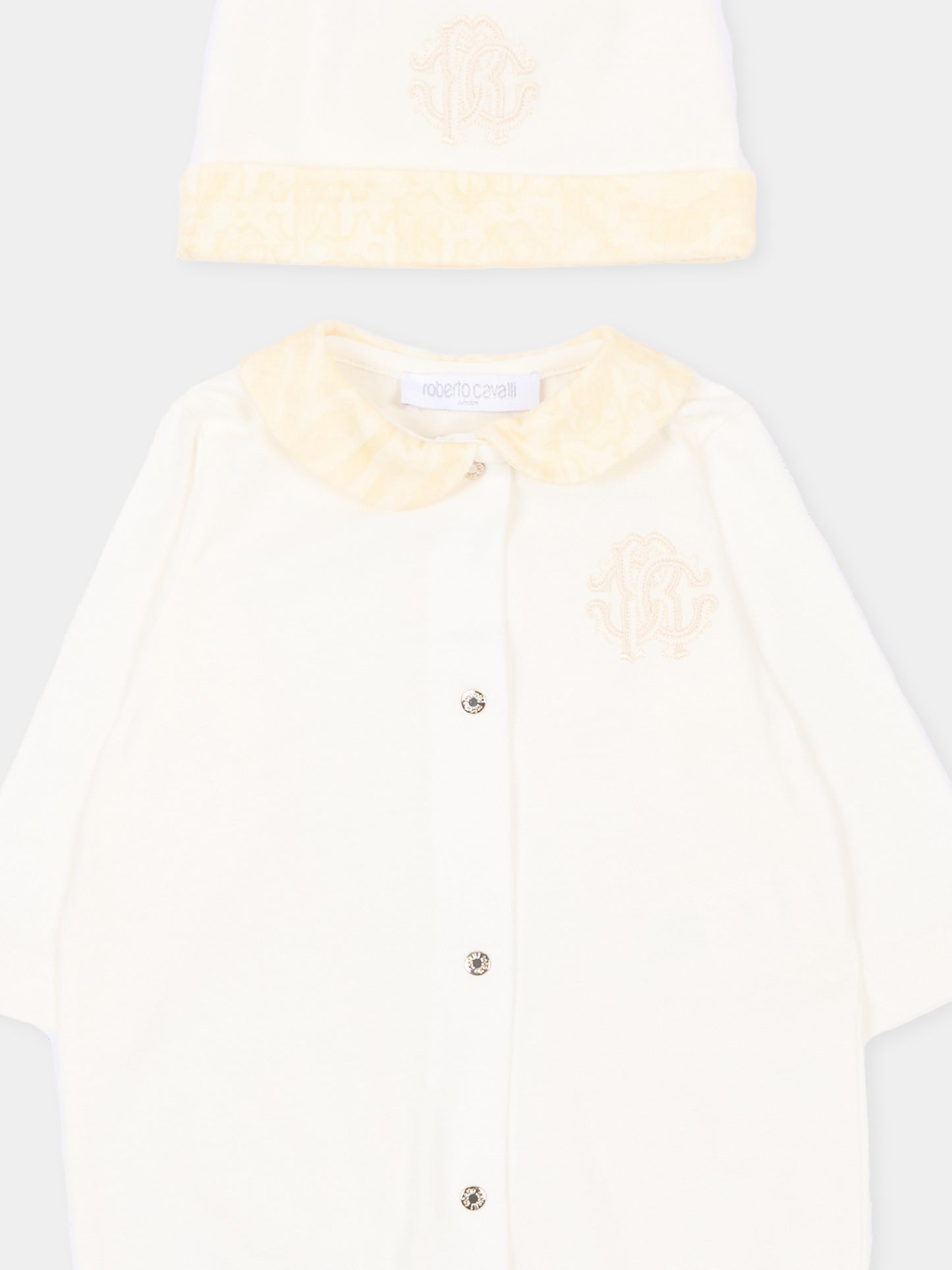 Set tutina avorio per neonati animalier,Roberto Cavalli Kids,CLP26007TU AVORIO CANNOLI CREAM