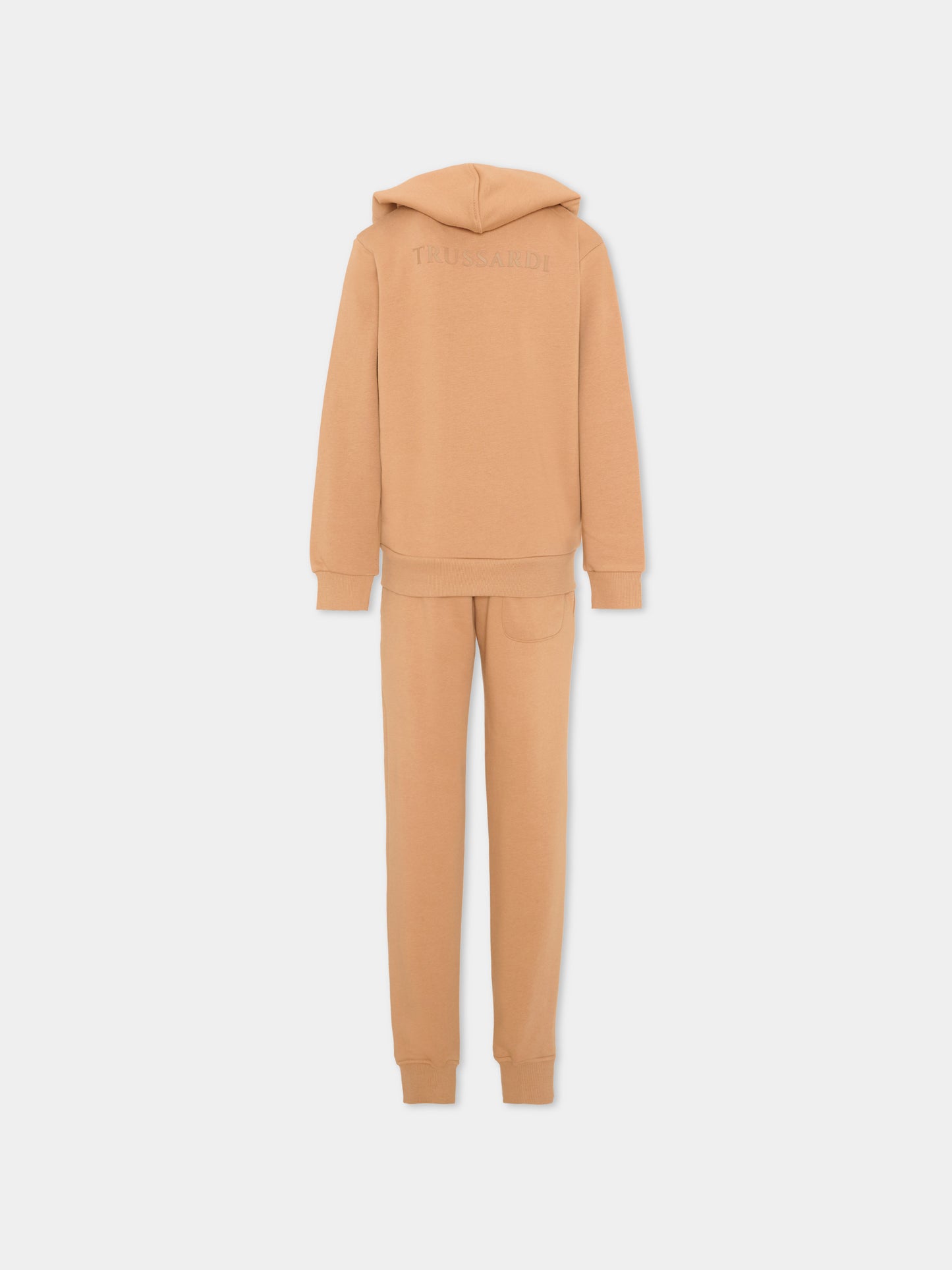 Completo sportivo marrone per bambino con logo,Trussardi Junior,TBP26009CF BROWN MACCHIATO