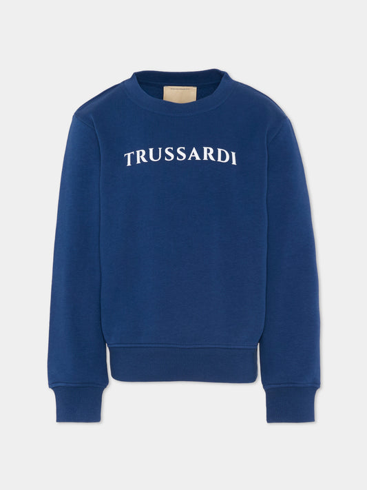 Felpa blu per bambino con logo,Trussardi Junior,TBP26013FE BLUE ESTATE