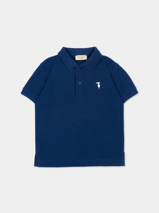 Polo blu per neonato con levriero,Trussardi Junior,TIP26002PO BLUE ESTATE