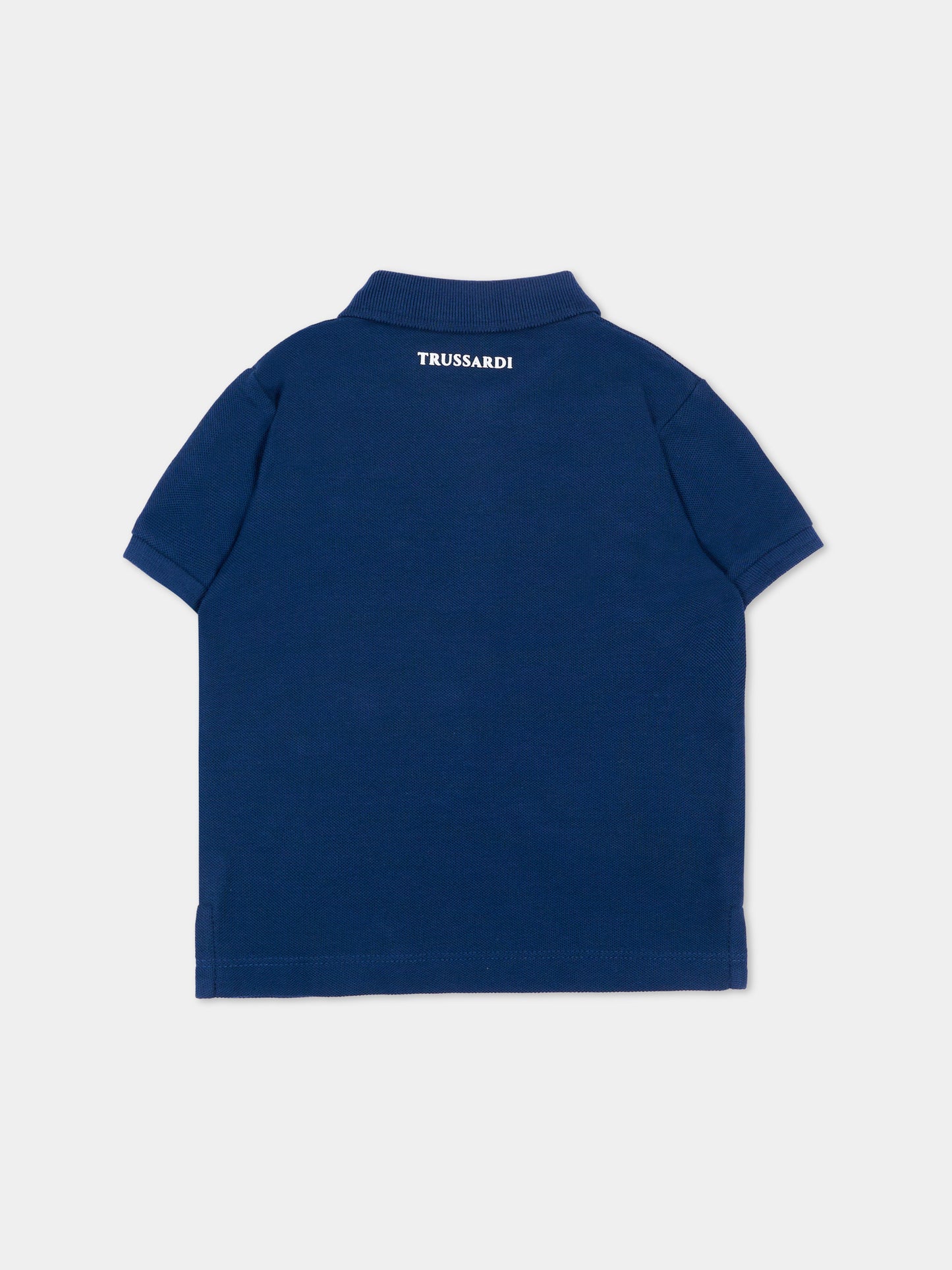 Polo blu per neonato con levriero,Trussardi Junior,TIP26002PO BLUE ESTATE