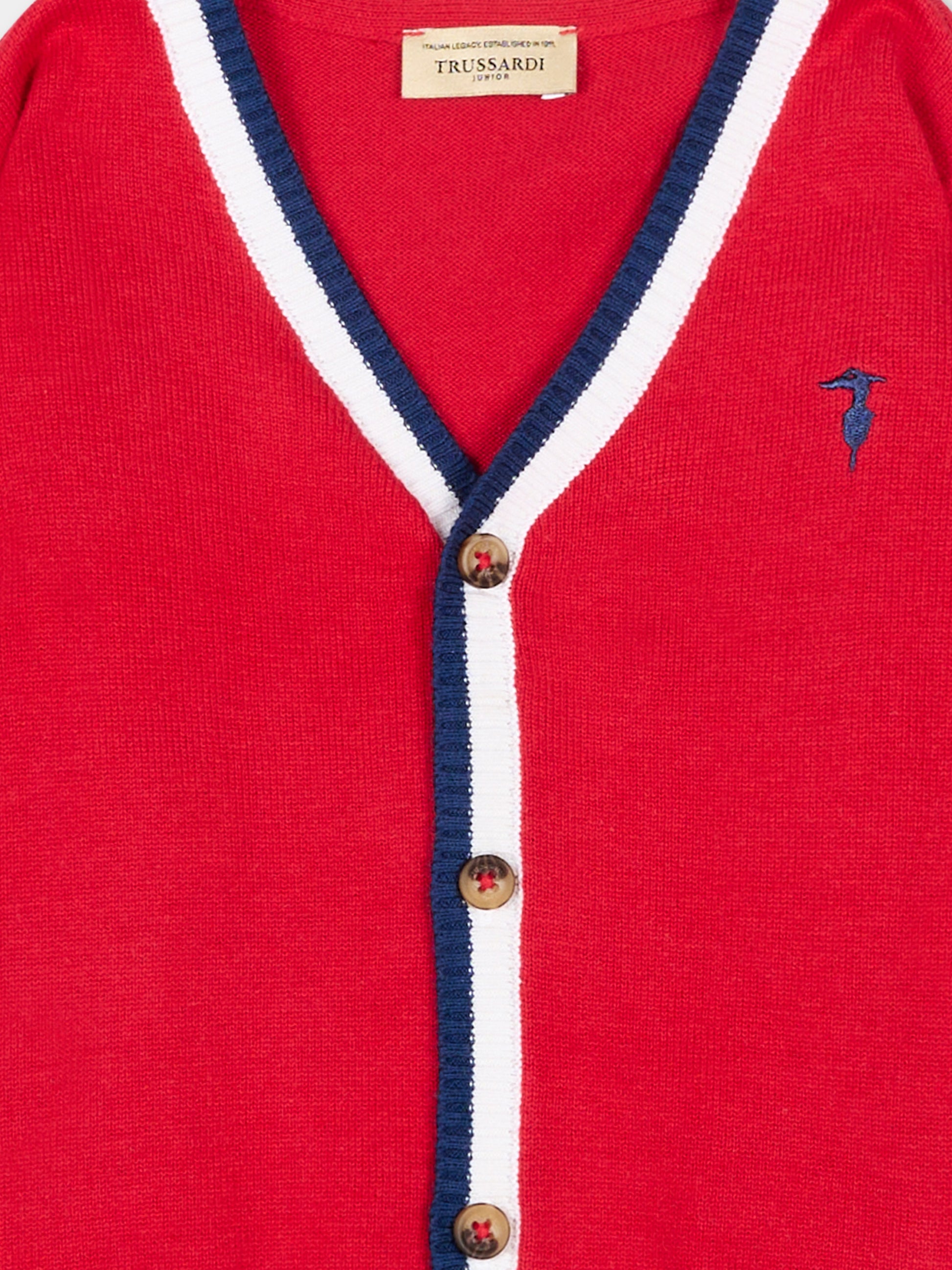 Cardigan rosso per neonato con levriero,Trussardi Junior,TIP26007CD RED LYCHEE