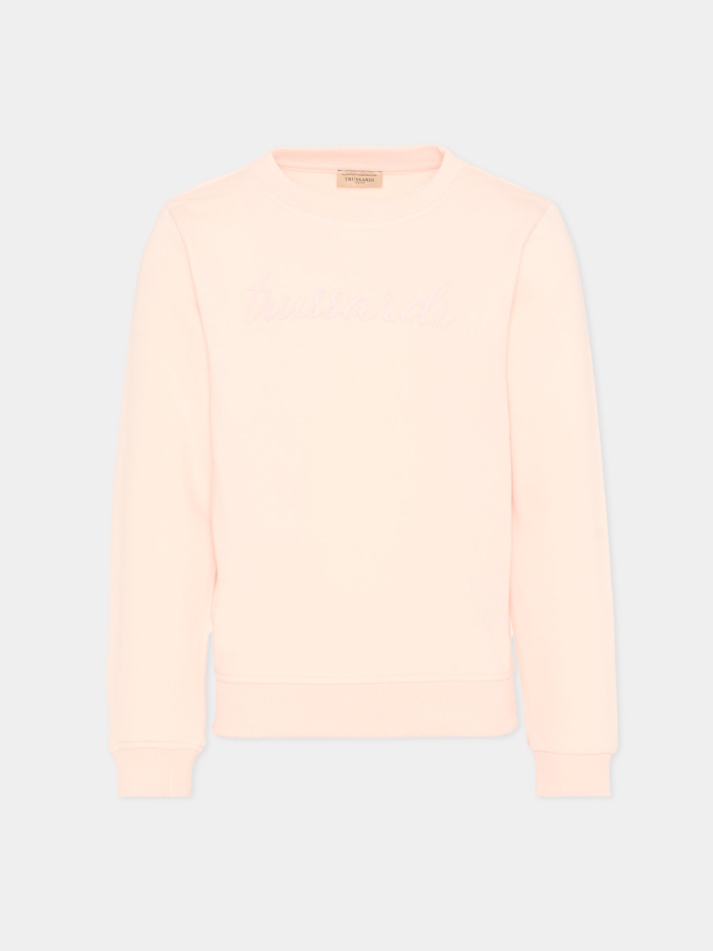 Felpa rosa per bambina con logo,Trussardi Junior,TIP26014FE PINK SCALLOP SHELL