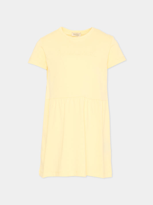 Vestito giallo per bambina con logo,Trussardi Junior,TIP26018VE YELLOW SUNLIGHT