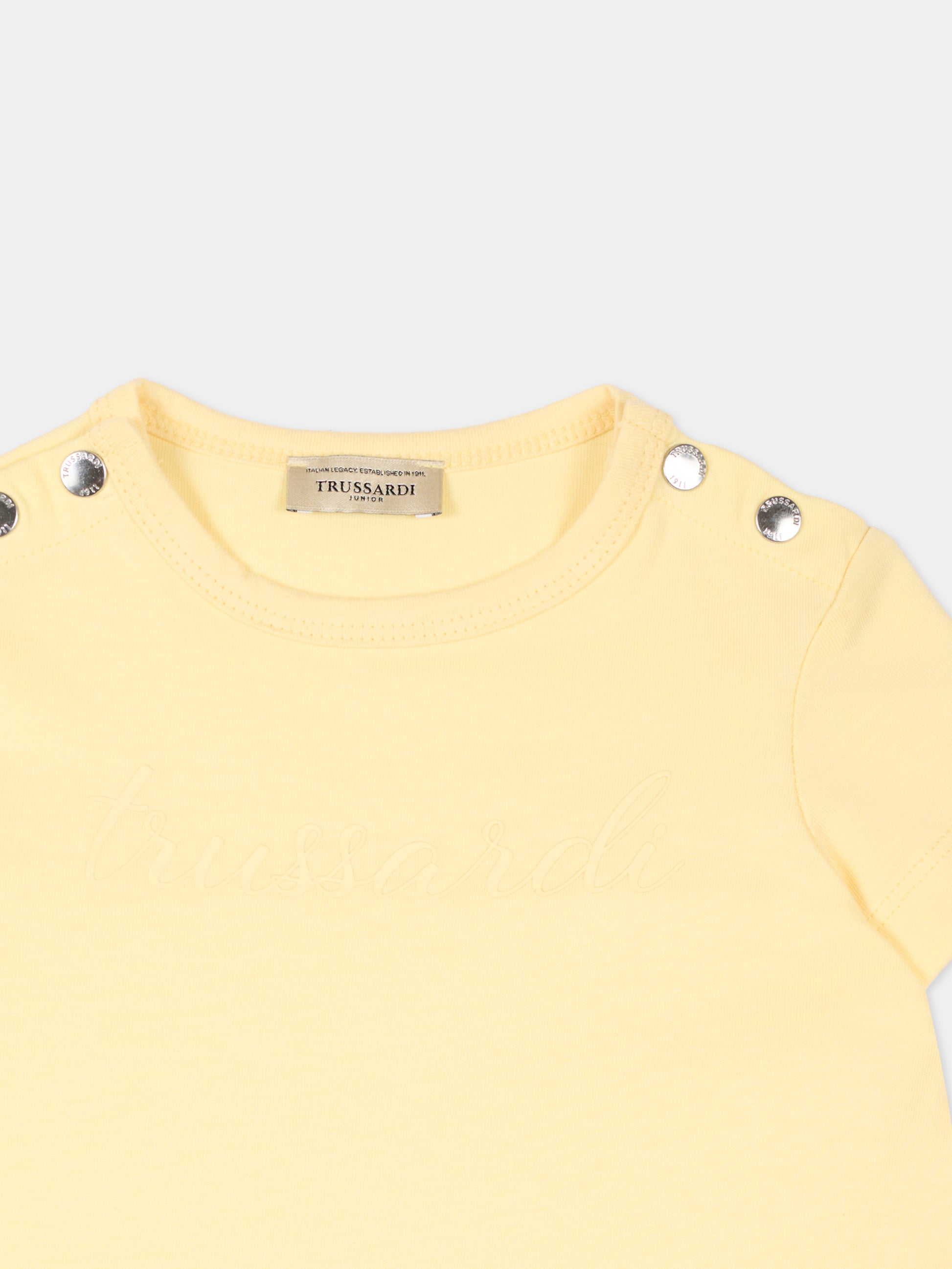Vestito giallo per neonata con logo,Trussardi Junior,TIP26018VE YELLOW SUNLIGHT