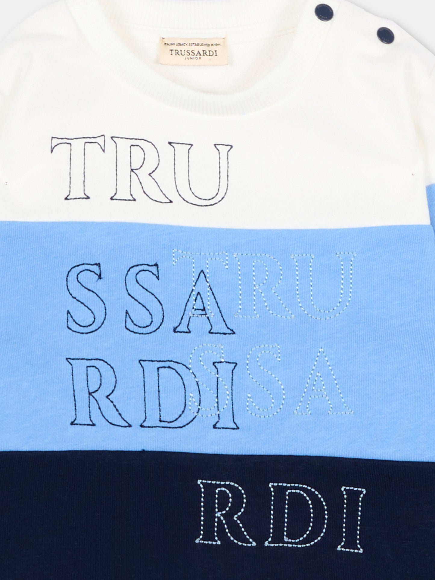 Felpa multicolor per neonato con logo,Trussardi Junior,TIP26033FE OFF-WHITE