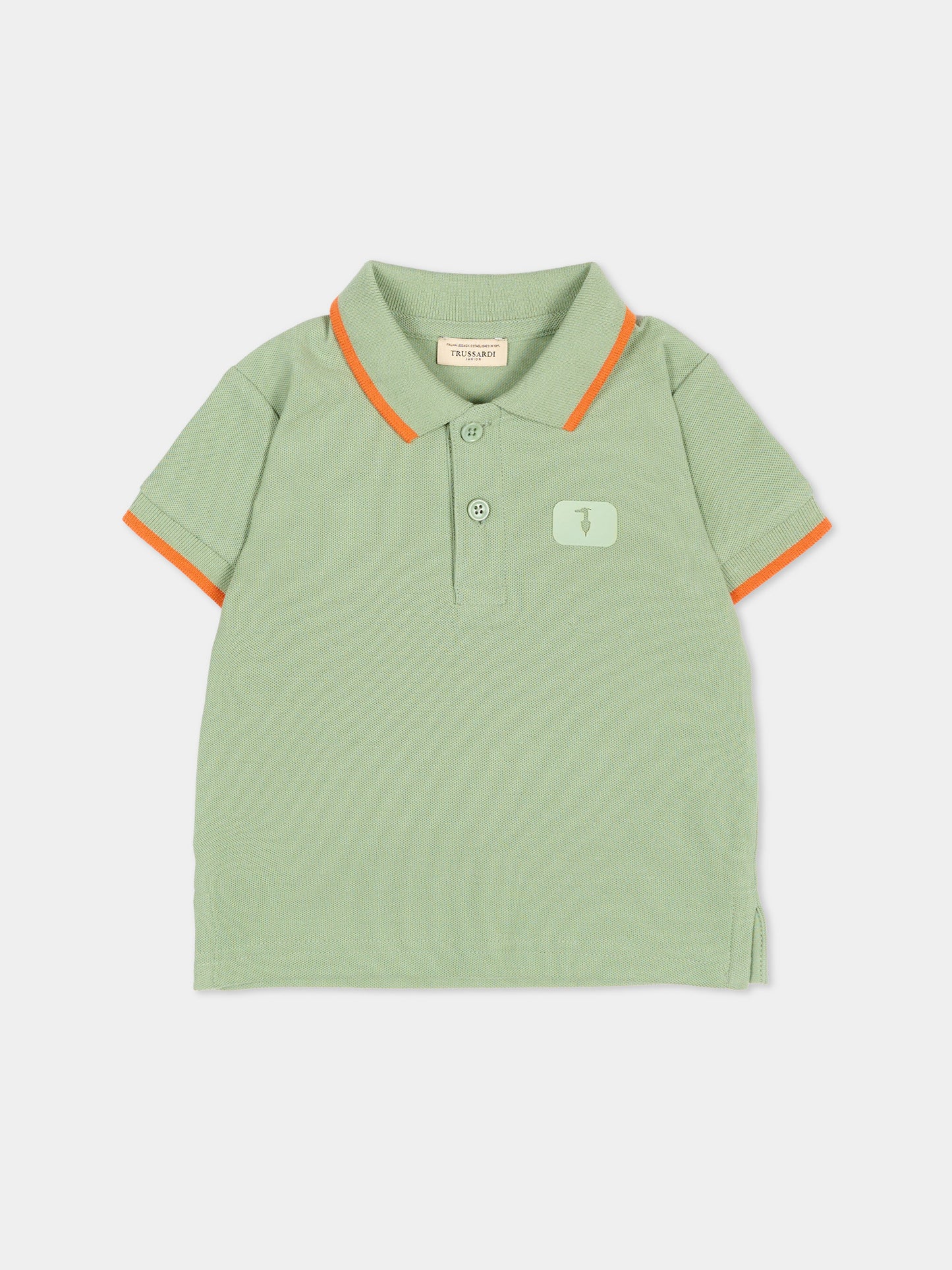 Polo verde per neonato con levriero,Trussardi Junior,TIP26045PO GREEN BASIL