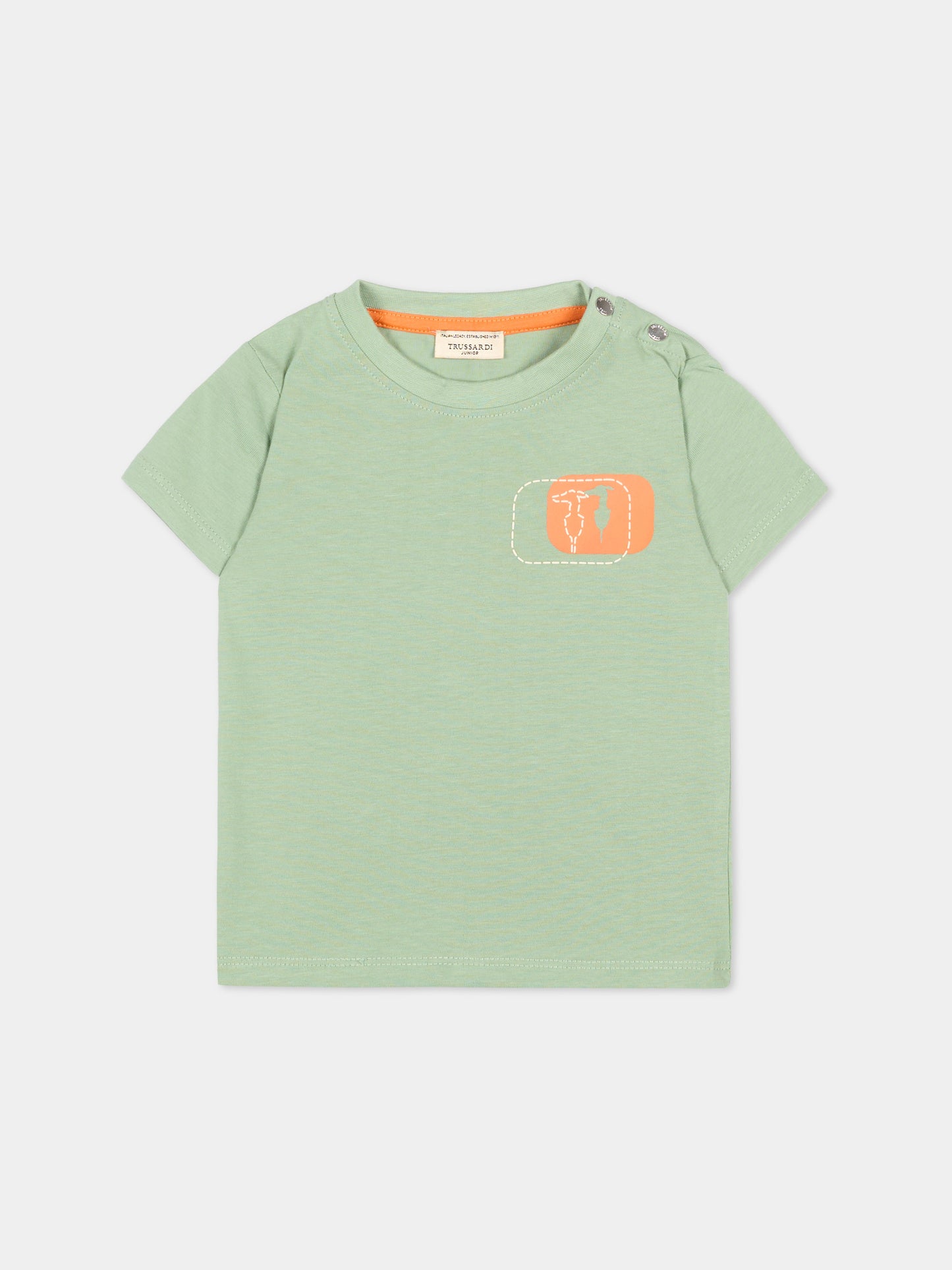 T-shirt verde per neonato con logo,Trussardi Junior,TIP26049TS GREEN BASIL