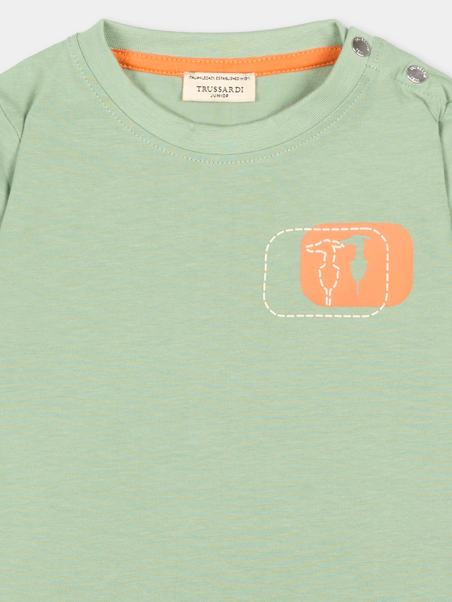 T-shirt verde per neonato con logo,Trussardi Junior,TIP26049TS GREEN BASIL