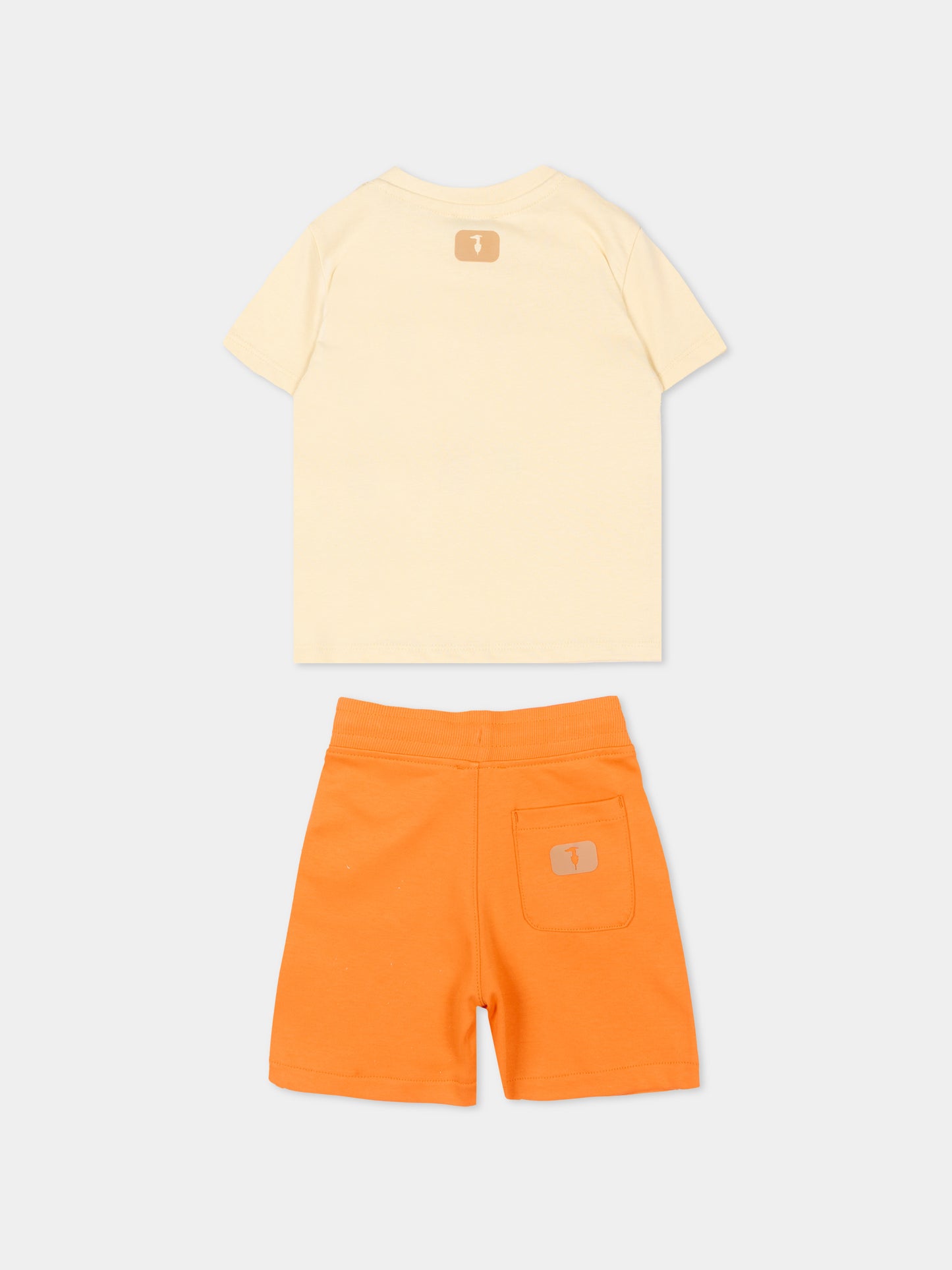 Completo sportivo beige per neonato con logo,Trussardi Junior,TIP26070CJ BEIGE NEW ECRU