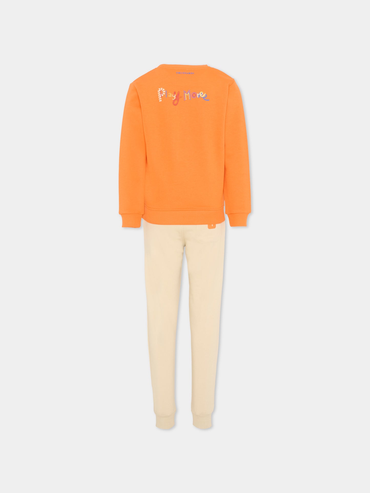 Completo sportivo arancione per bambino con levriero,Trussardi Junior,TIP26077CF ORANGE GOLDEN POPPY