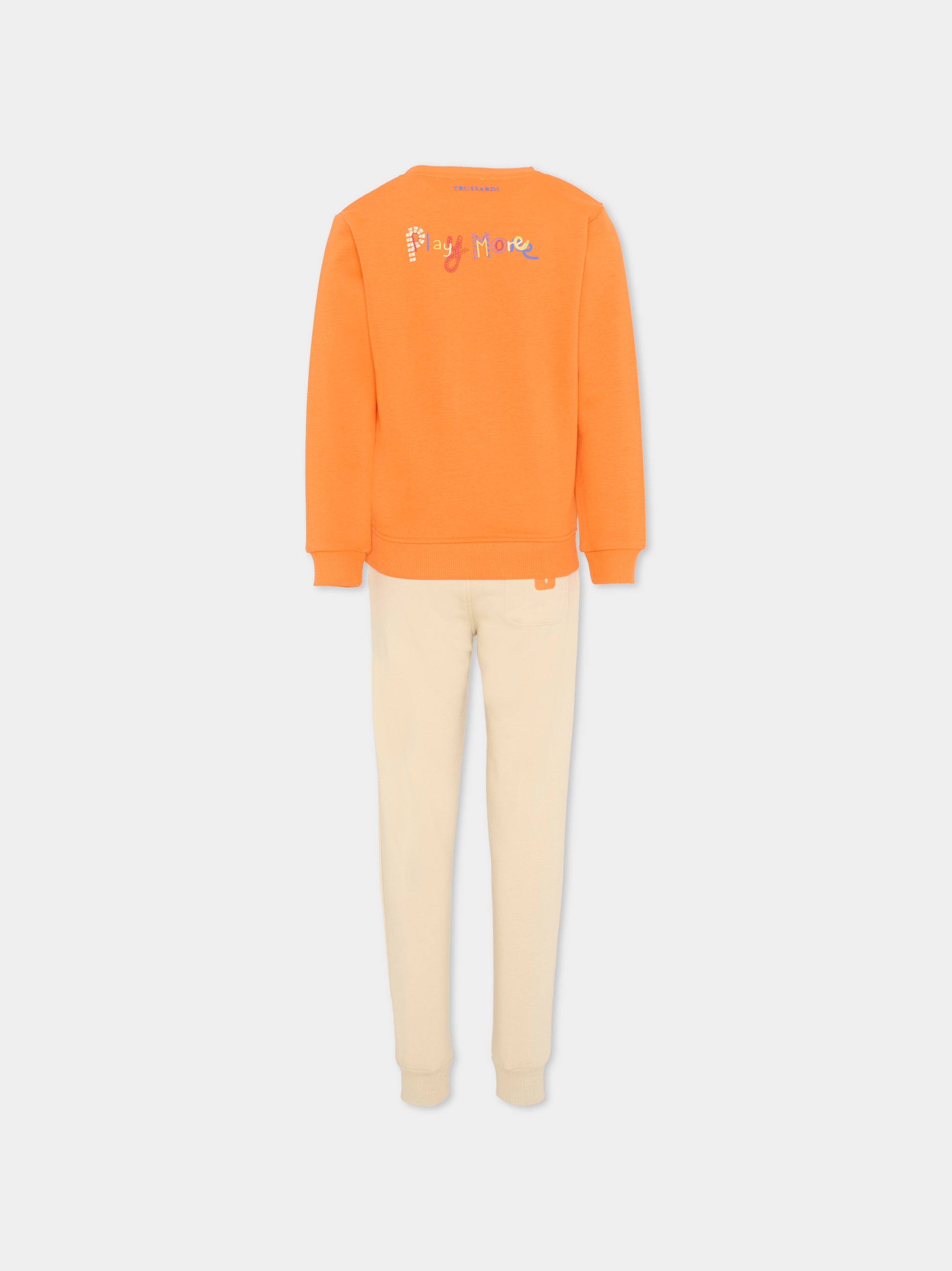 Completo sportivo arancione per bambino con levriero,Trussardi Junior,TIP26077CF ORANGE GOLDEN POPPY