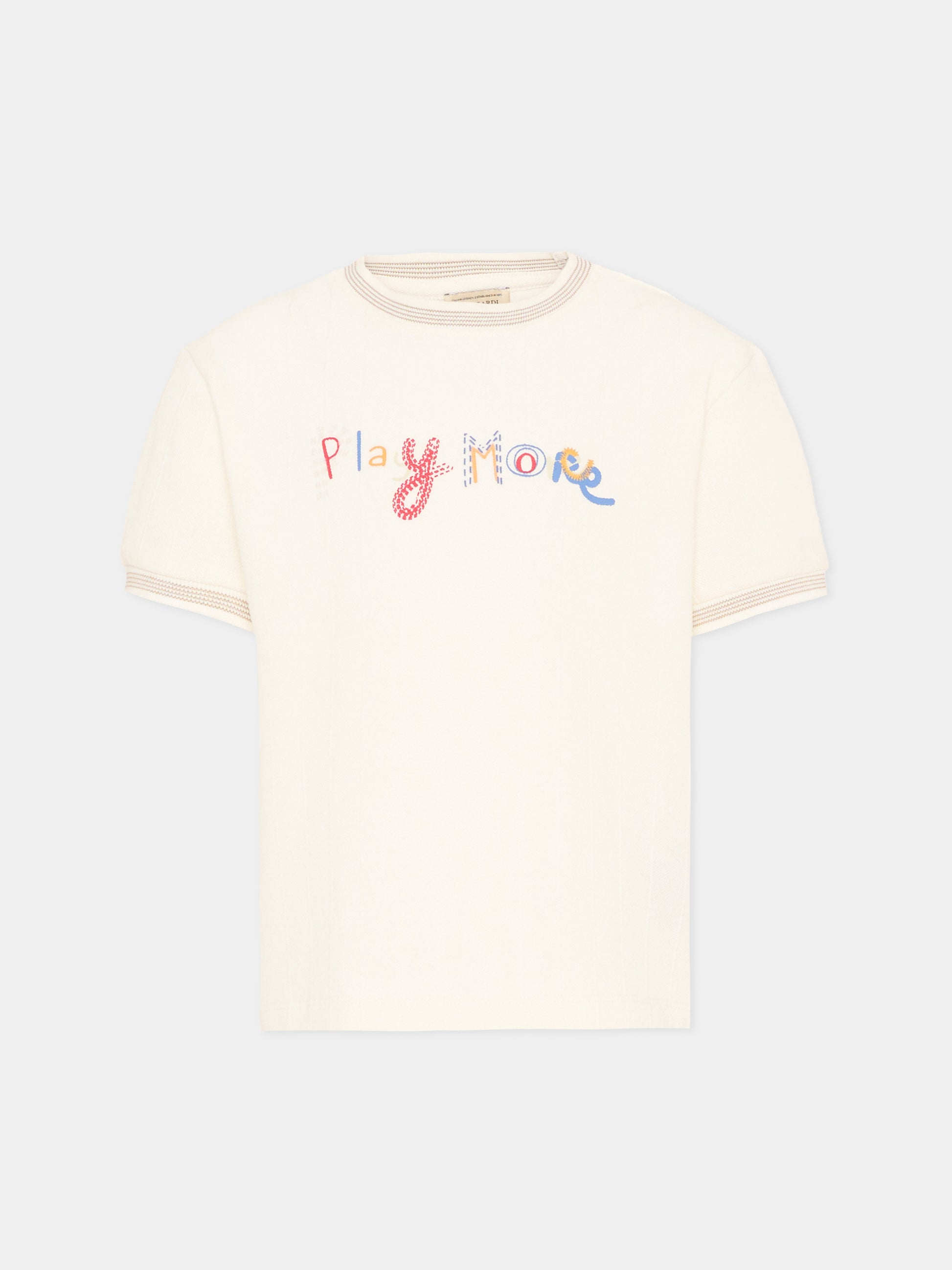 T-Shirt avorio per bambino con ricamo,Trussardi Junior,TIP26083TS OFF-WHITE