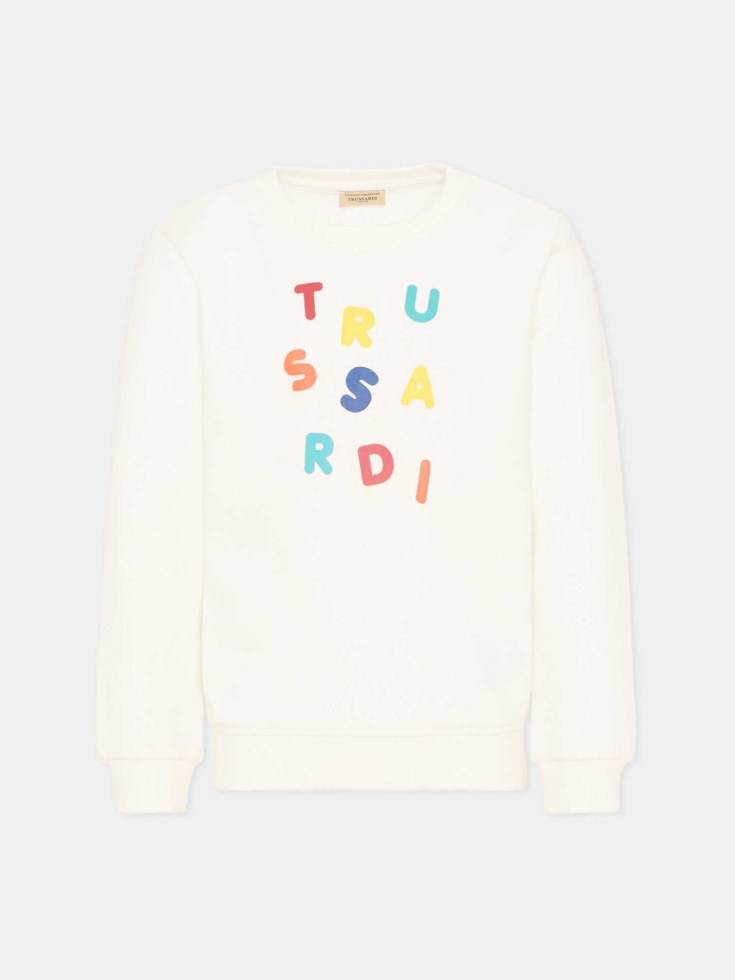 Felpa avorio per bambino con logo,Trussardi Junior,TIP26084FE OFF-WHITE