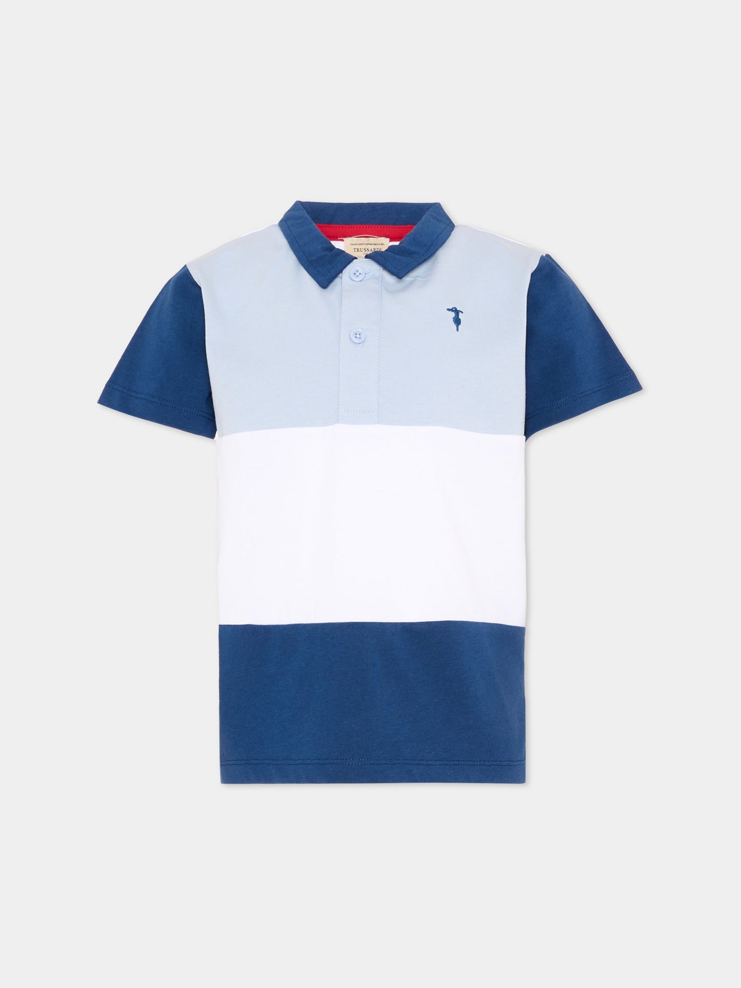 Polo multicolor per bambino con levriero,Trussardi Junior,TIP26095PO WHITE